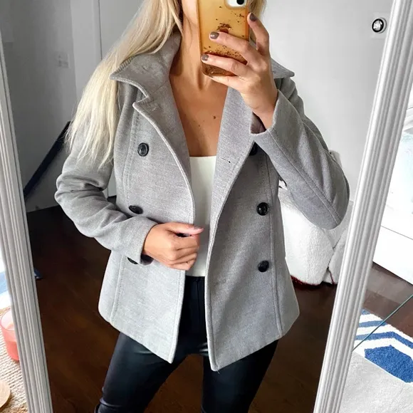 🩶 H&amp;M GREY WOVEN STITCHED FALL JACKET!