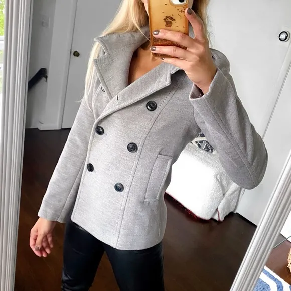 🩶 H&amp;M GREY WOVEN STITCHED FALL JACKET!