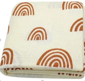 100% Bamboo Cotton swaddle muslin wrap - Beige rainbow