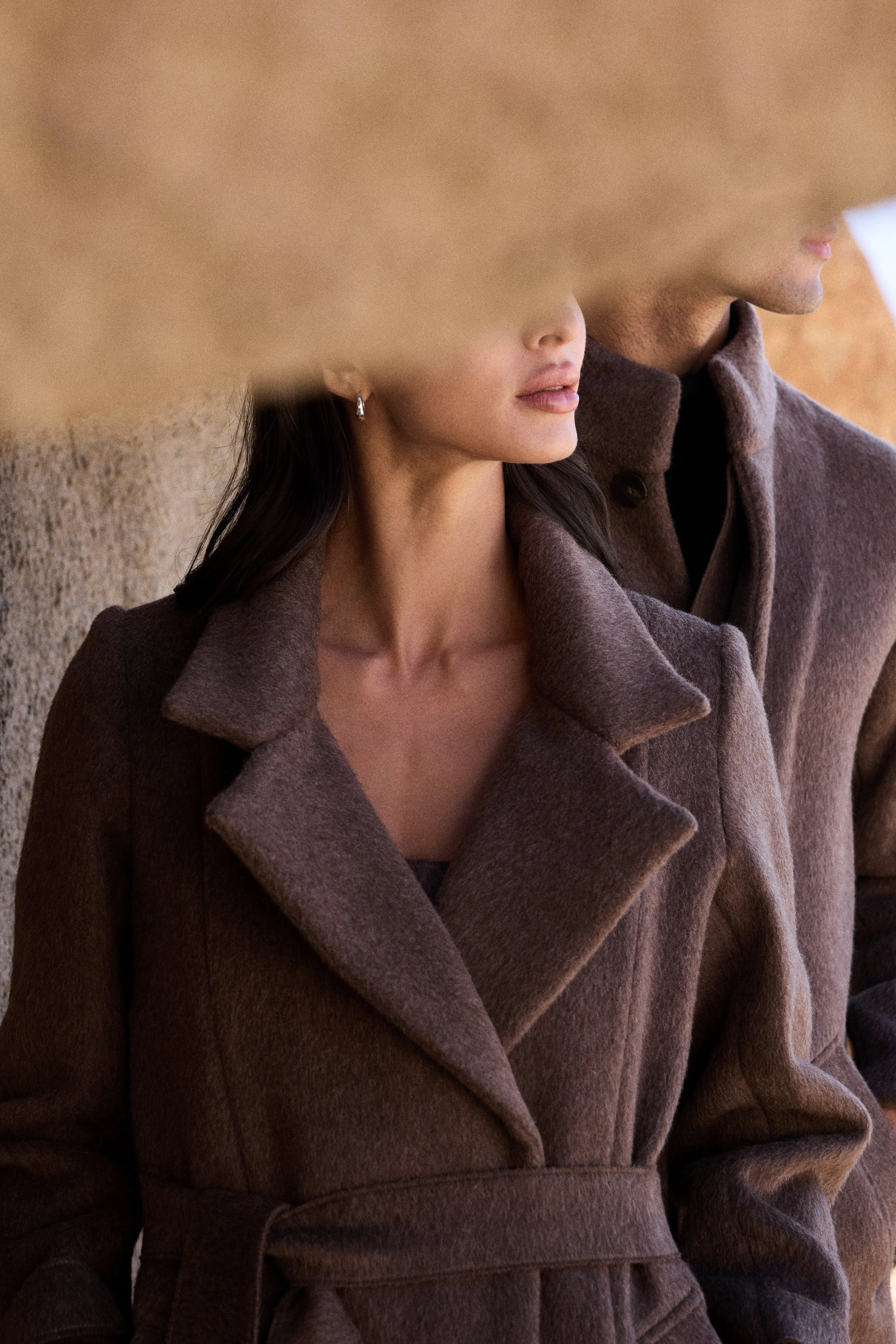 100% Merino Wool Long Coat- MAN (Bark)
