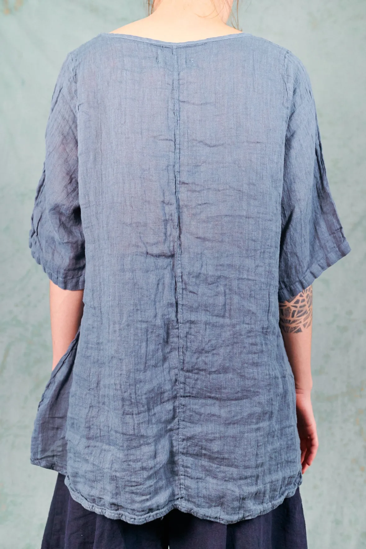 1210 Linen Simple Tunic-Century Blue-P