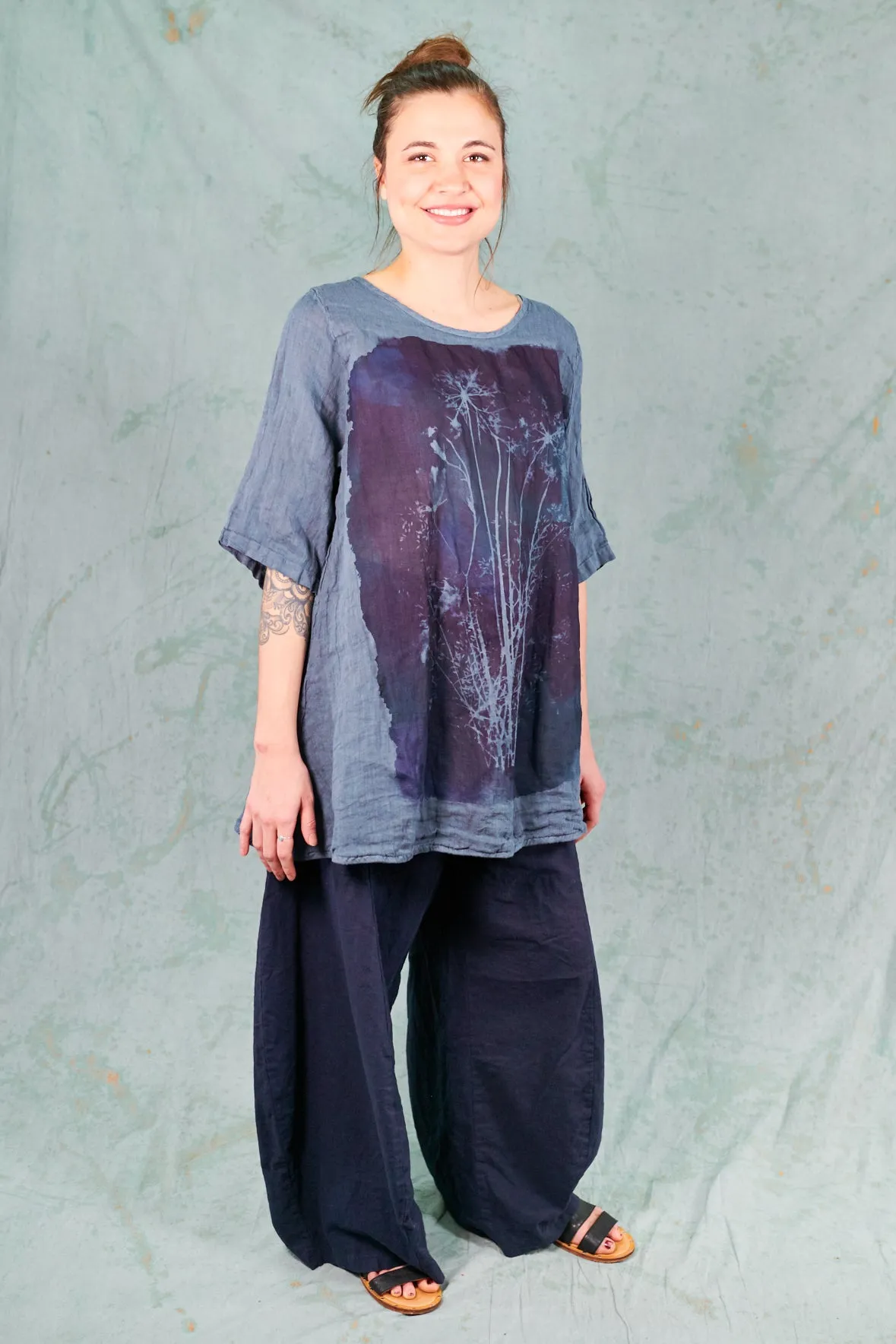 1210 Linen Simple Tunic-Century Blue-P