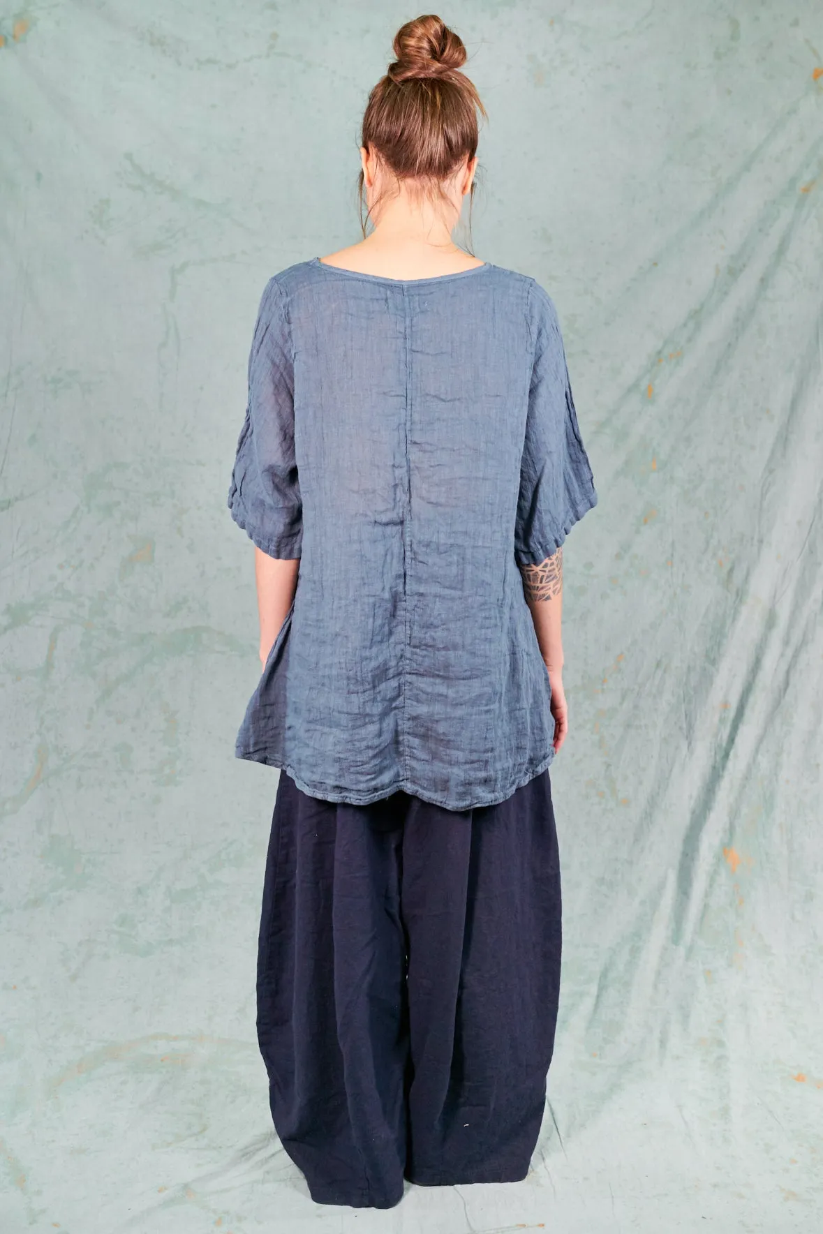1210 Linen Simple Tunic-Century Blue-P