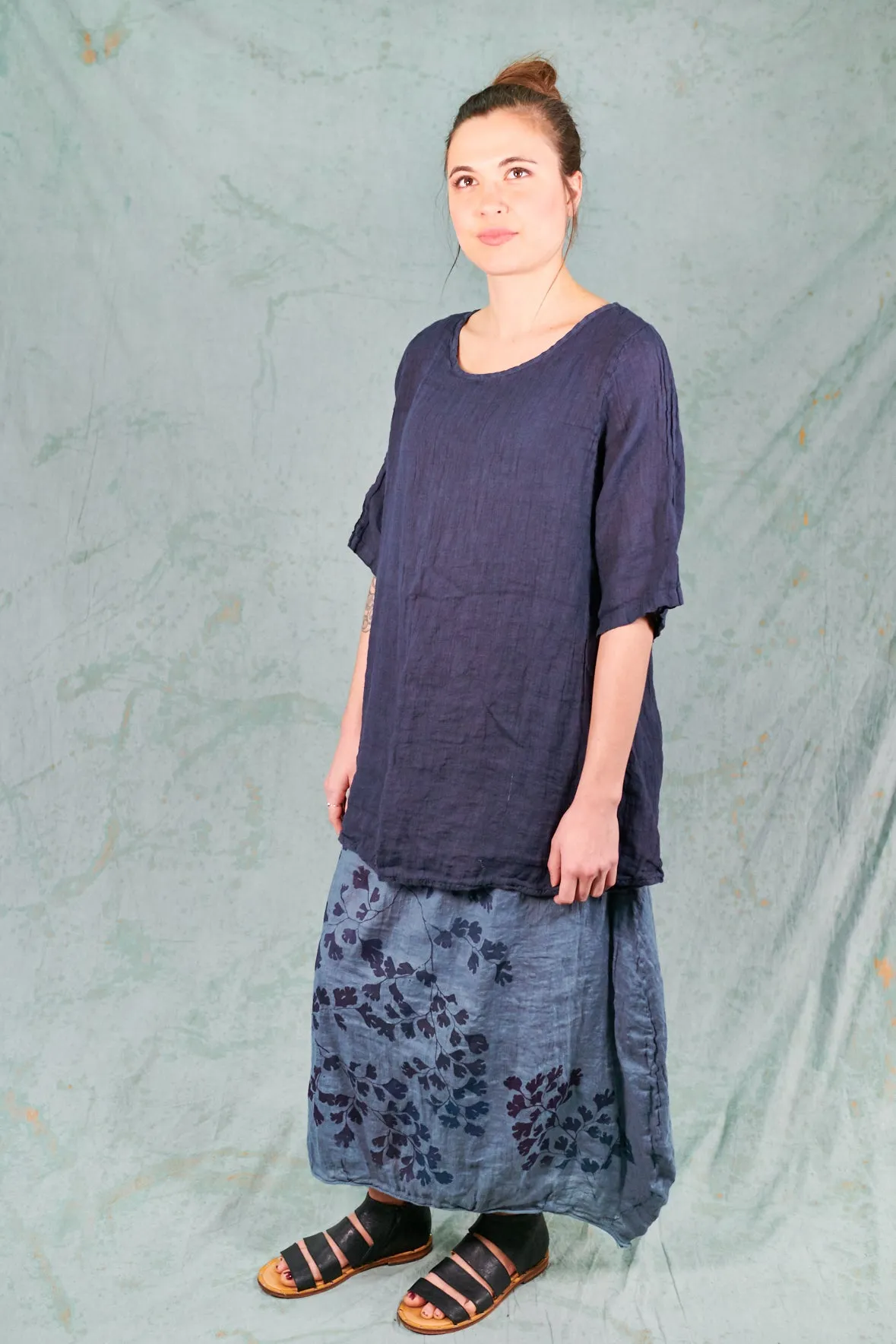 1210 Simple Linen Tunic-Blue Ink-U