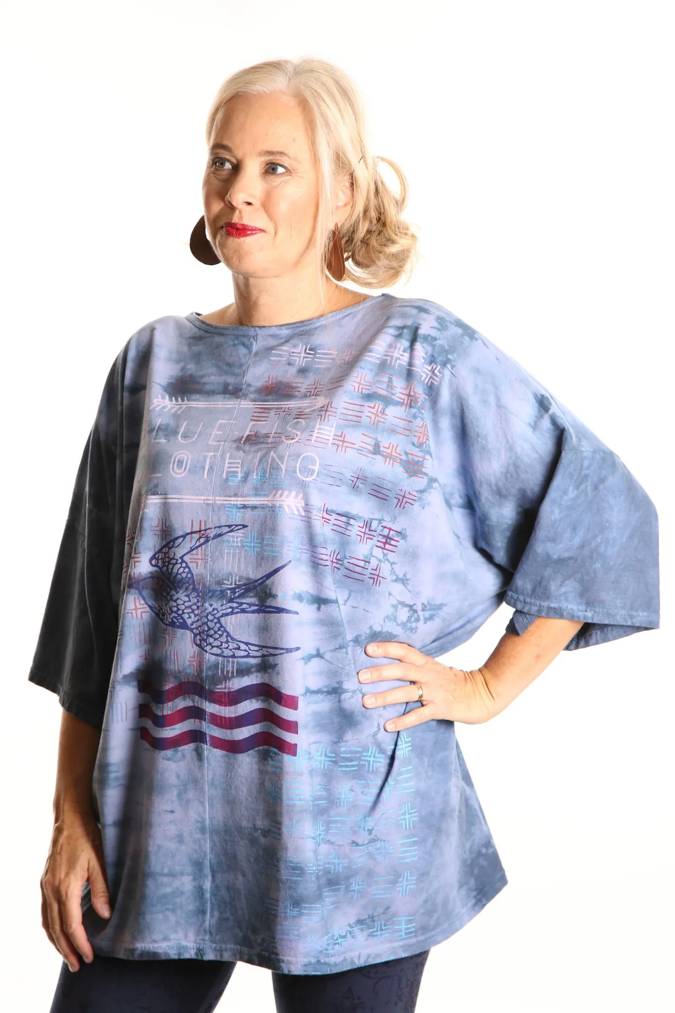 1236 Hand Dyed Line Tunic Printed -Eclipse Journey