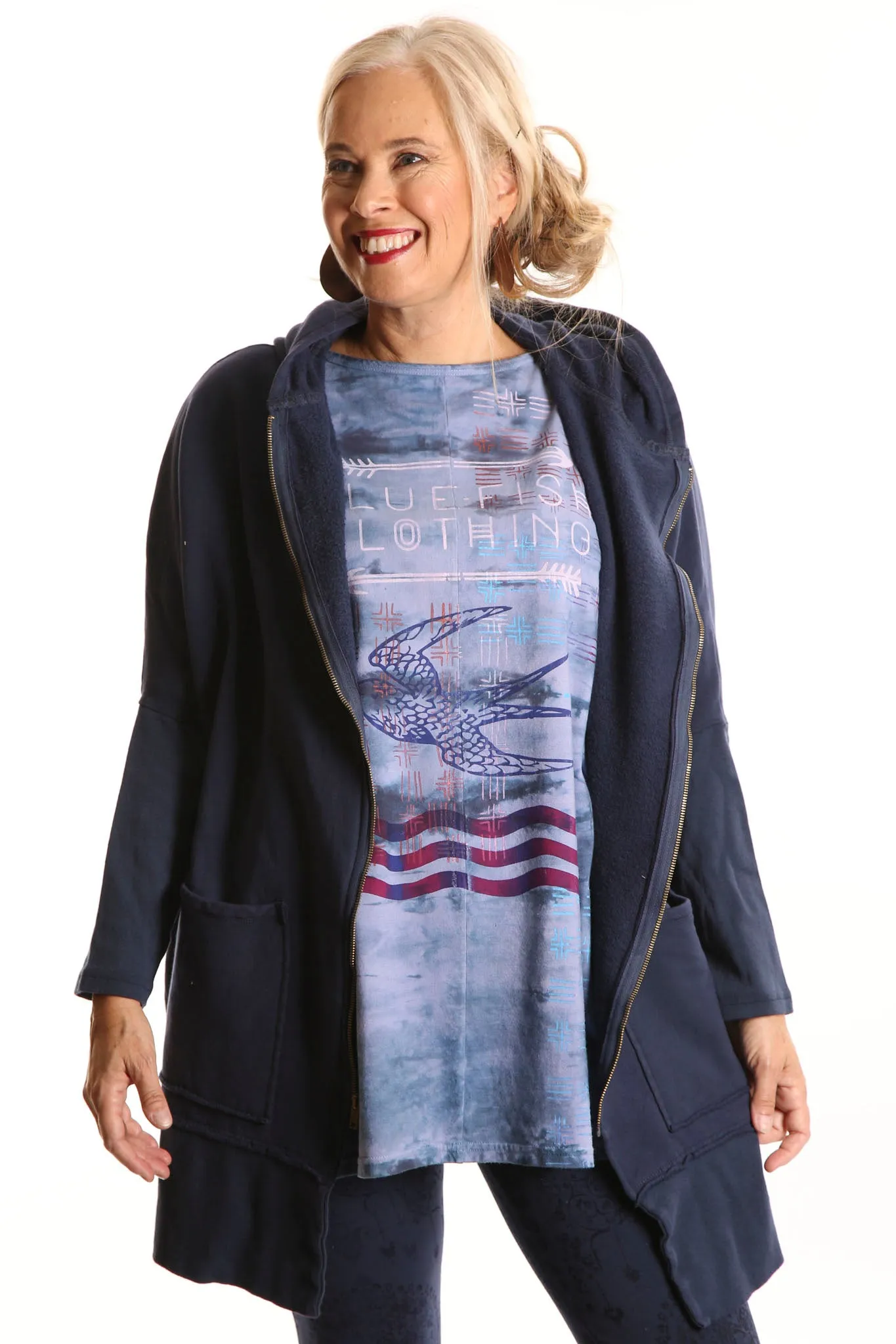 1236 Hand Dyed Line Tunic Printed -Eclipse Journey