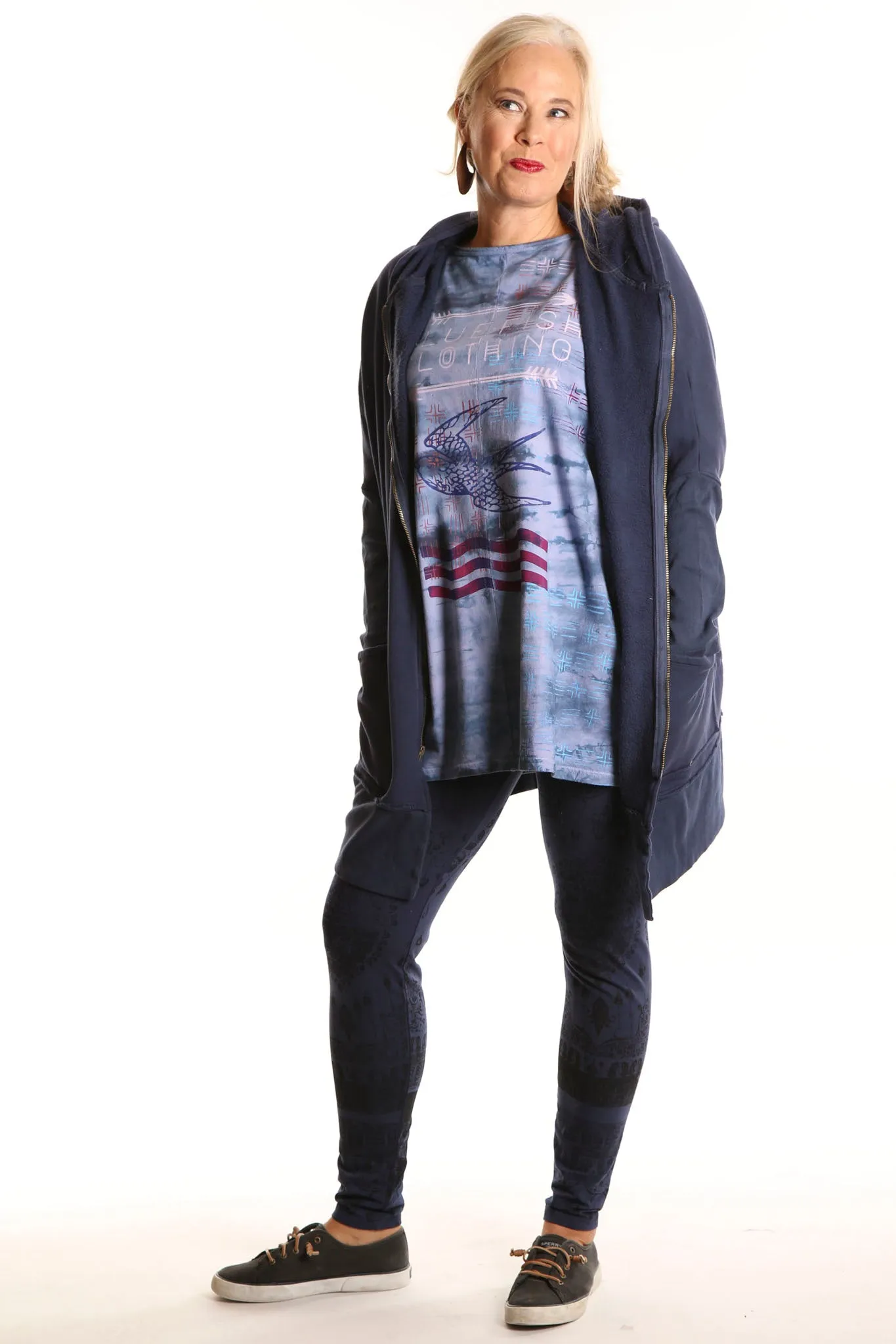 1236 Hand Dyed Line Tunic Printed -Eclipse Journey