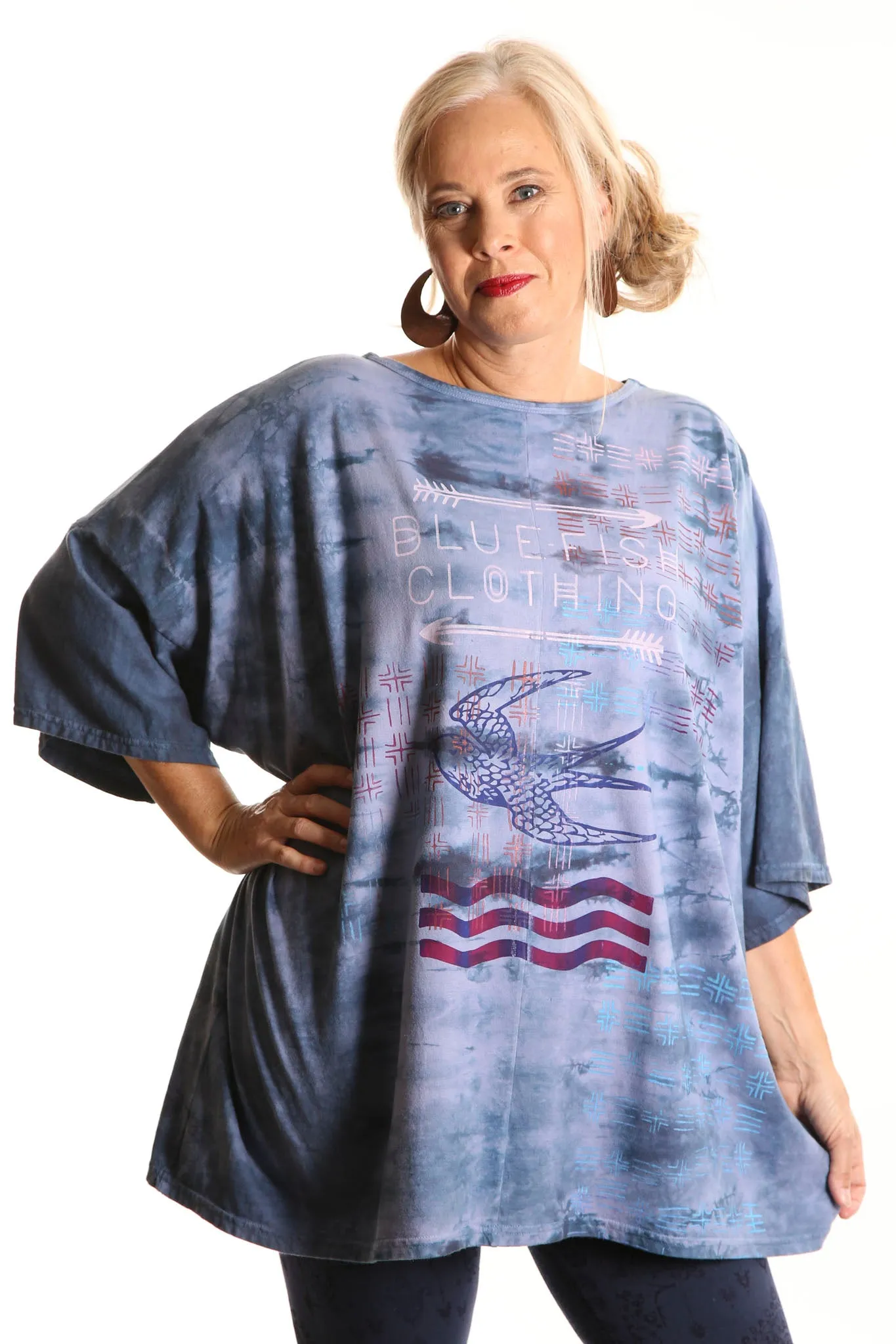 1236 Hand Dyed Line Tunic Printed -Eclipse Journey