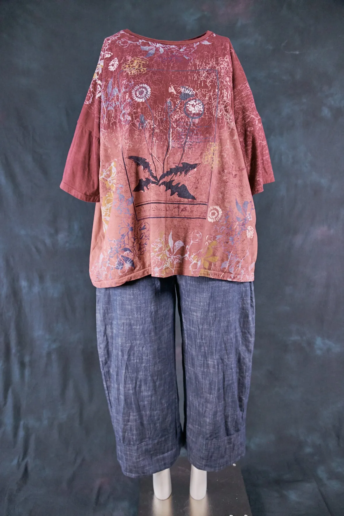 1236HD Line Tee-Sienna Merlot-Map and Bloom Wild Beauty 28.5"L