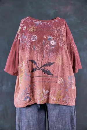 1236HD Line Tee-Sienna Merlot-Map and Bloom Wild Beauty 28.5"L