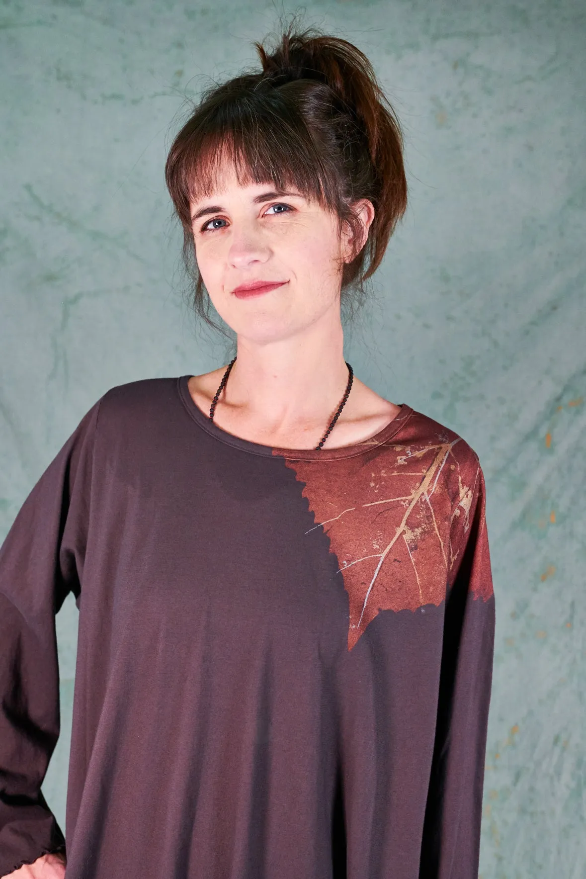 1257 Natalia Tunic-Peat-Falling Leaves-P