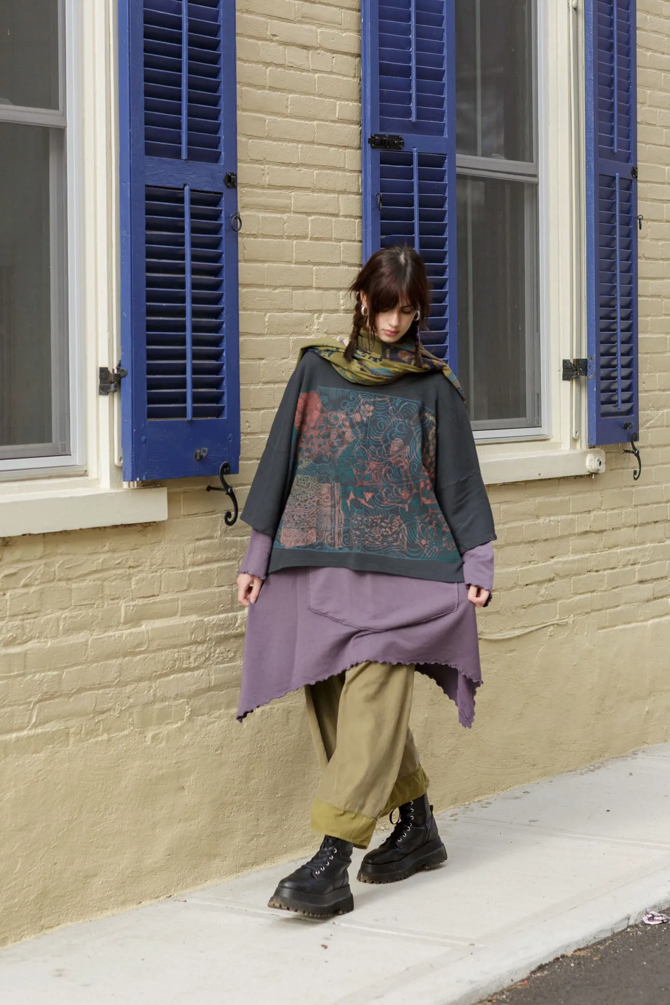 1586 Boxy Crop Top Thermal Black Sand