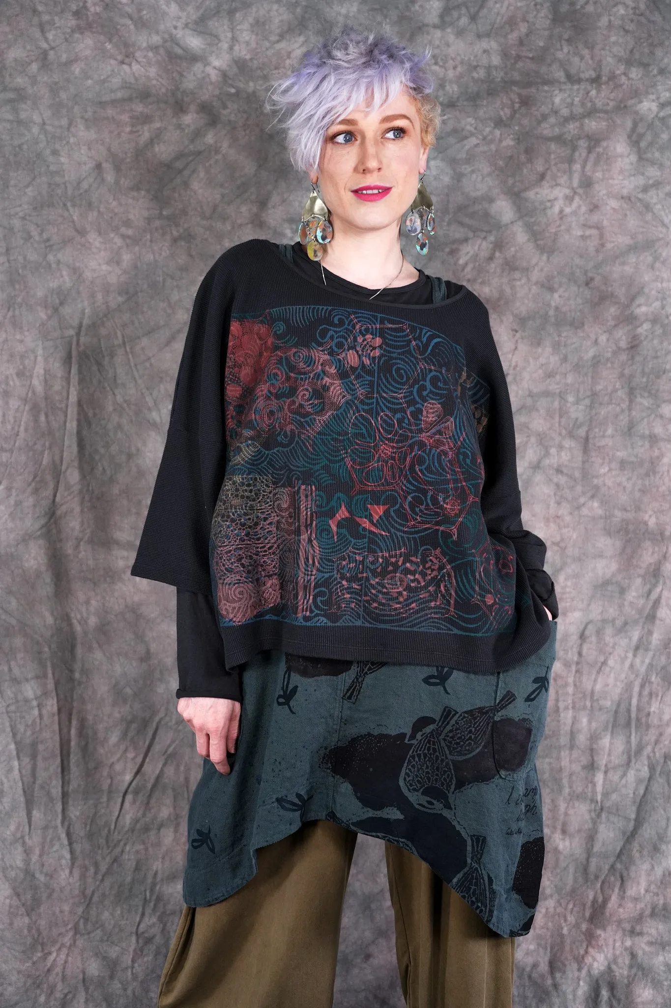 1586 Boxy Crop Top Thermal Black Sand