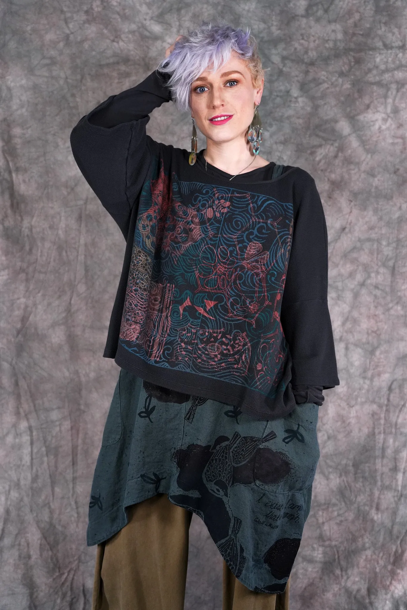 1586 Boxy Crop Top Thermal Black Sand