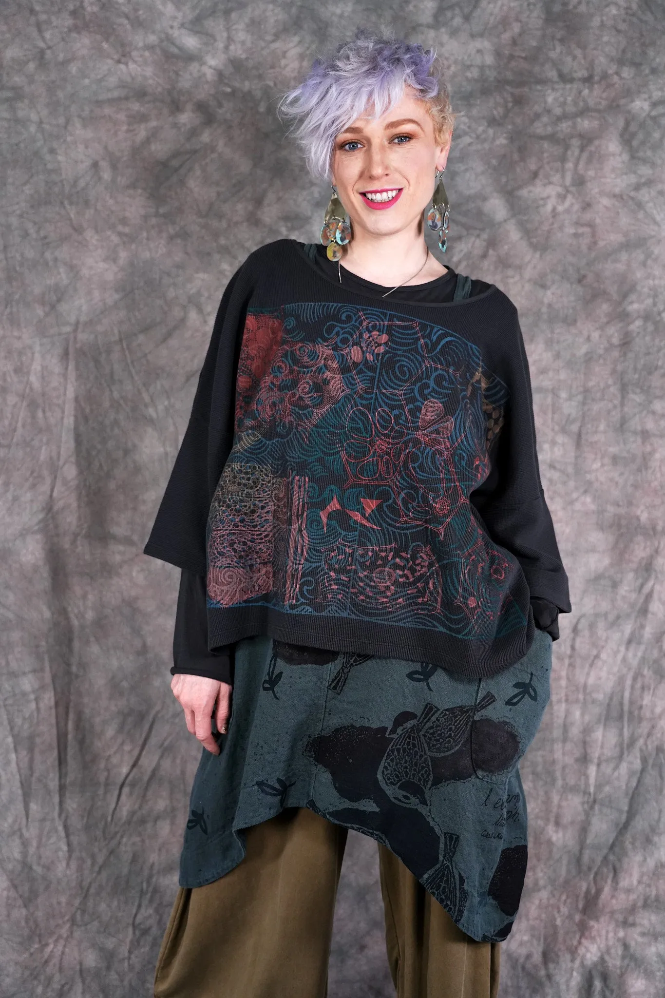 1586 Boxy Crop Top Thermal Black Sand