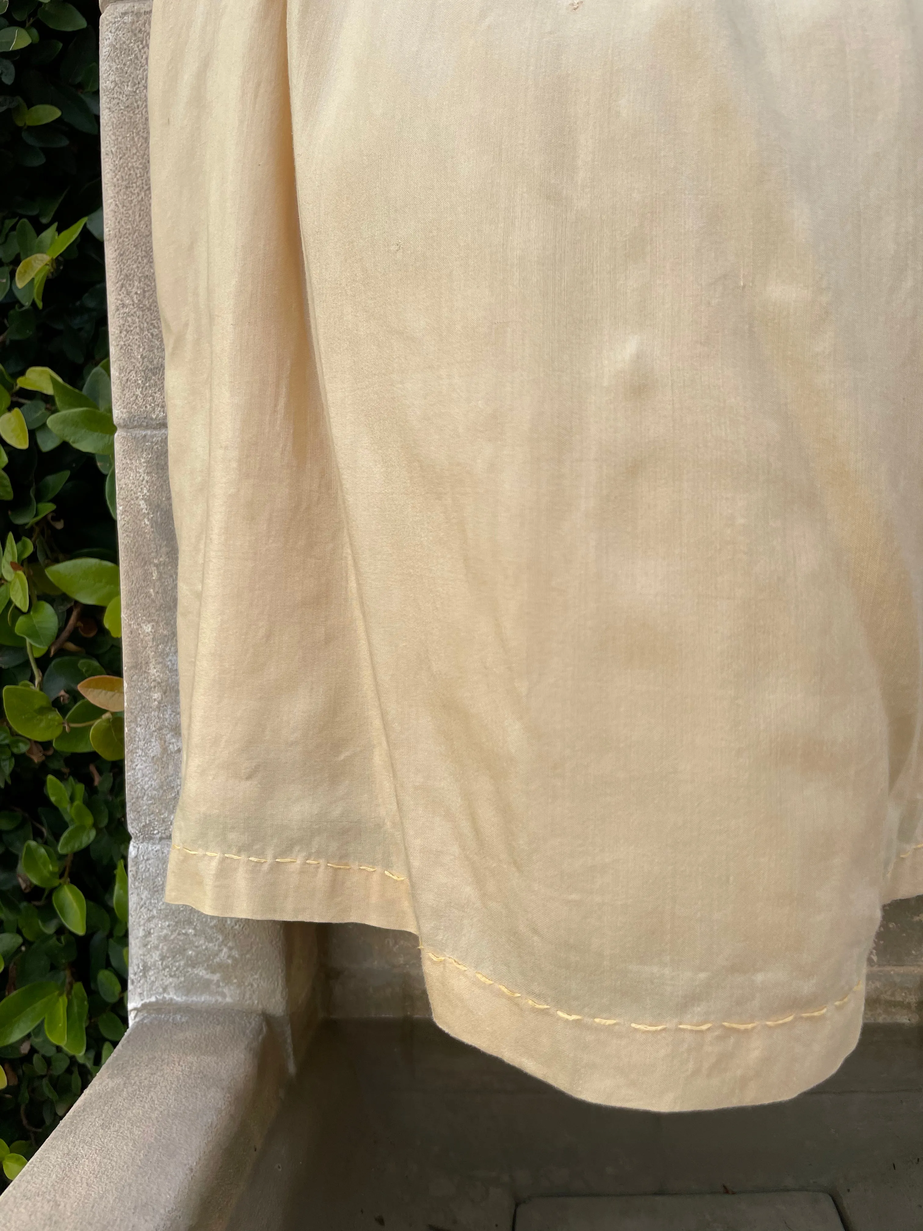 1920s Baby Yellow Embroidered Babydoll Silk Tunic
