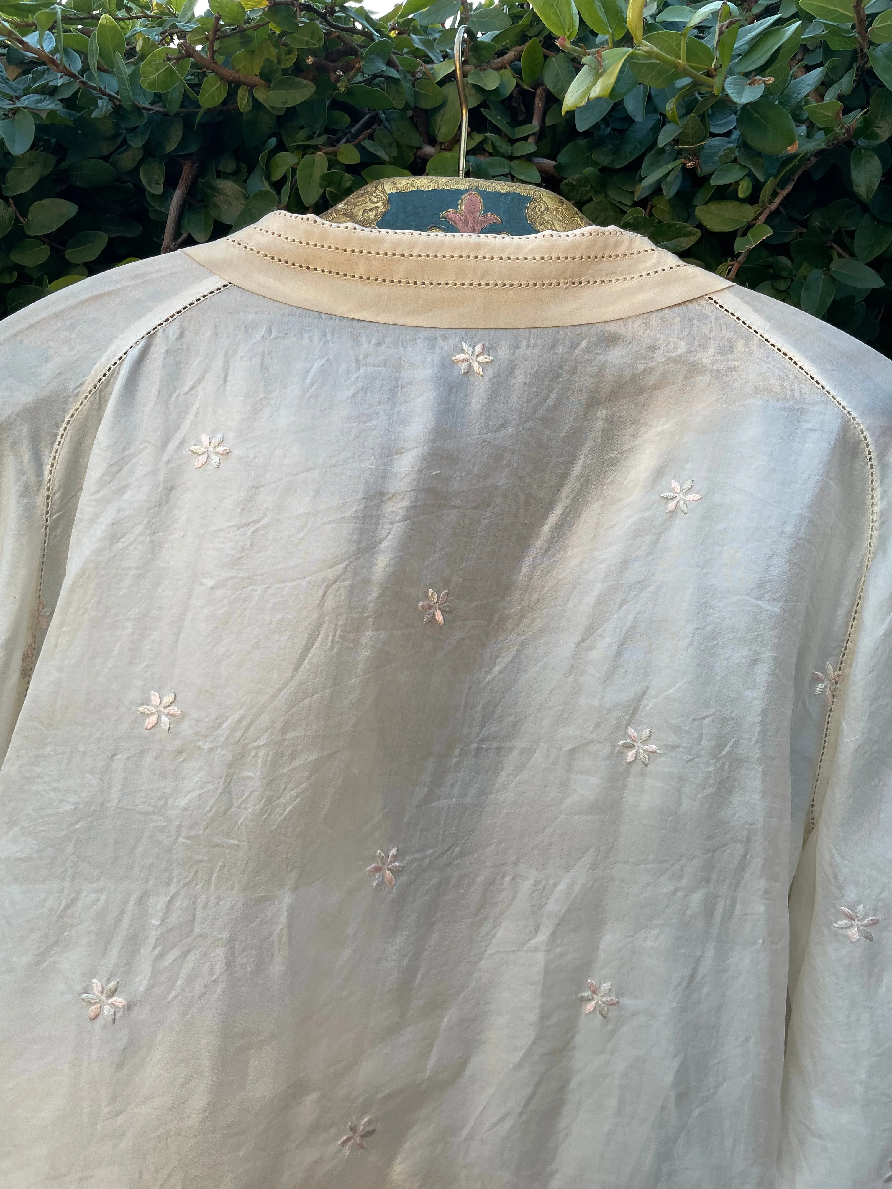 1920s Micro Embroidered Silk Blouse