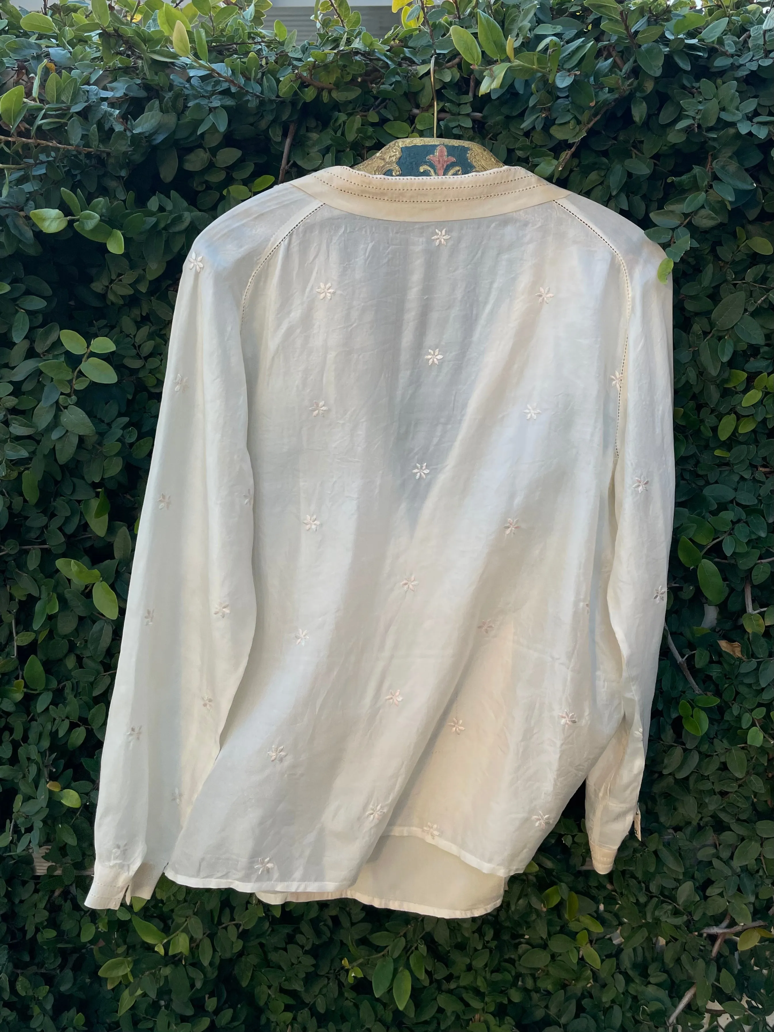 1920s Micro Embroidered Silk Blouse