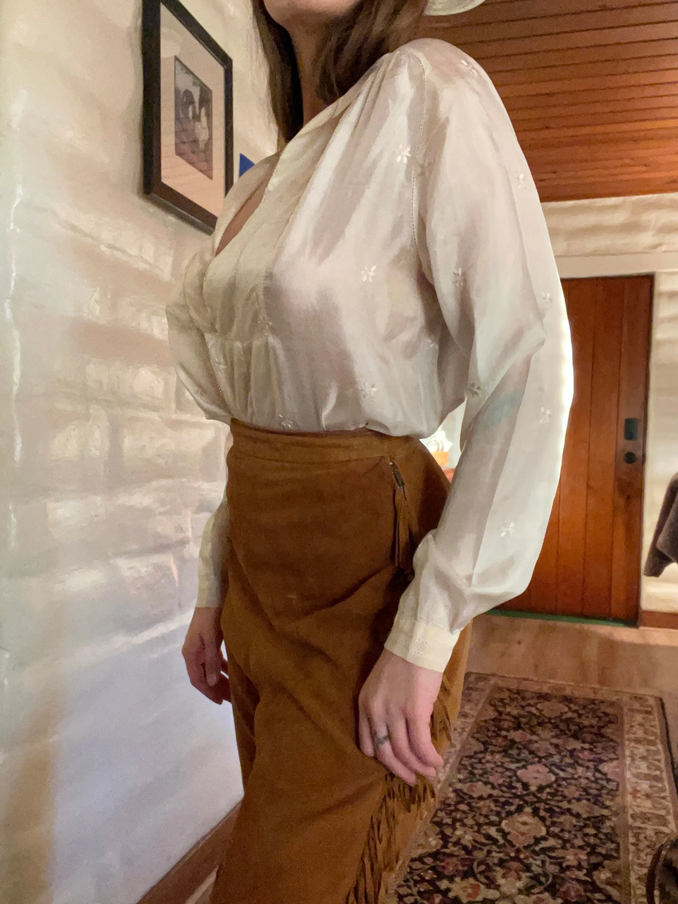 1920s Micro Embroidered Silk Blouse