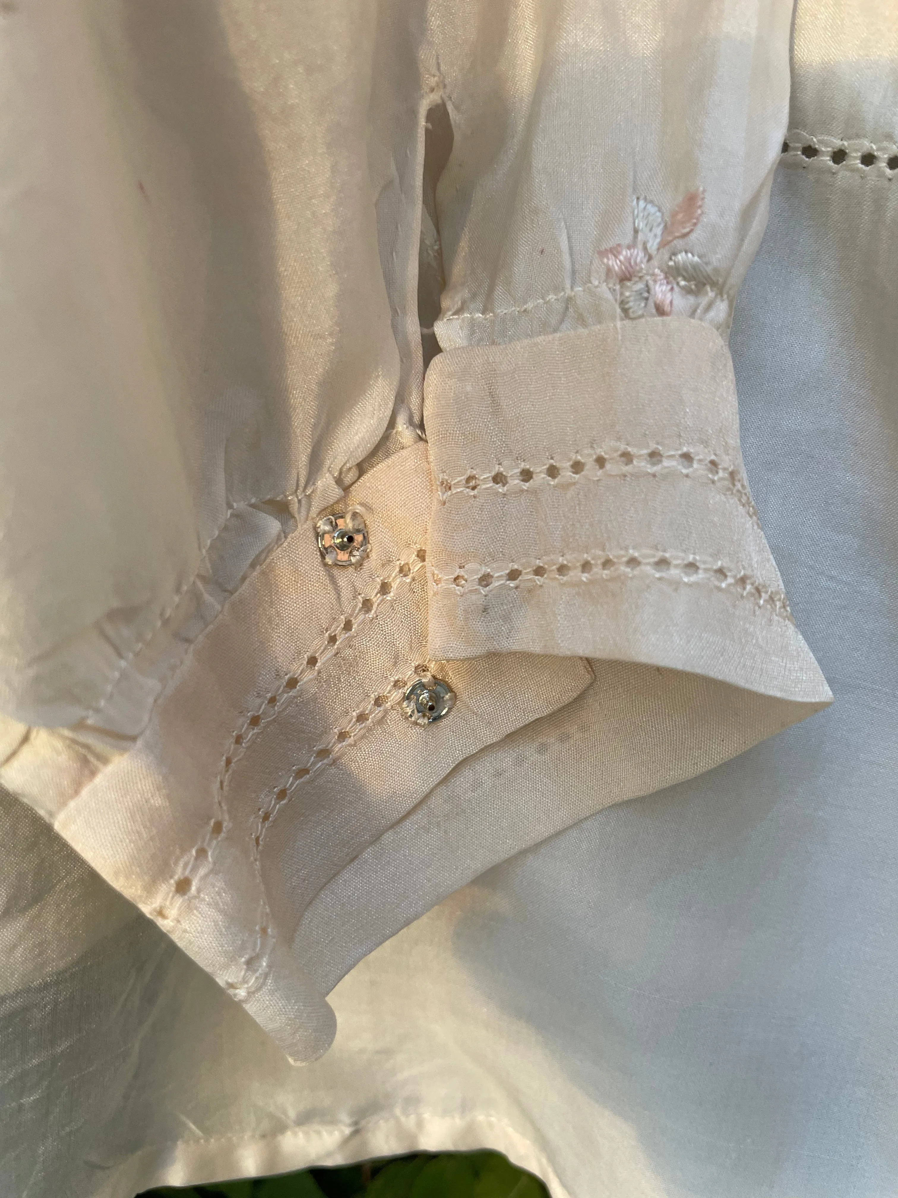 1920s Micro Embroidered Silk Blouse