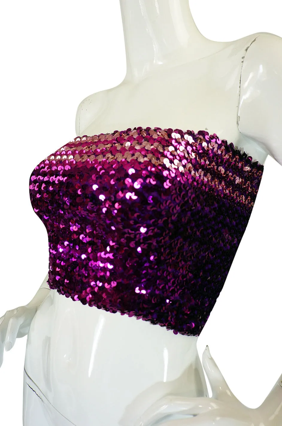 1970s Sequin Purple & Pink Tube Top