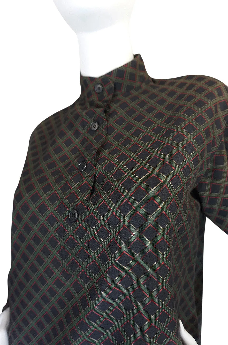 1970s Yves Saint Laurent Printed Challis Tunic Top