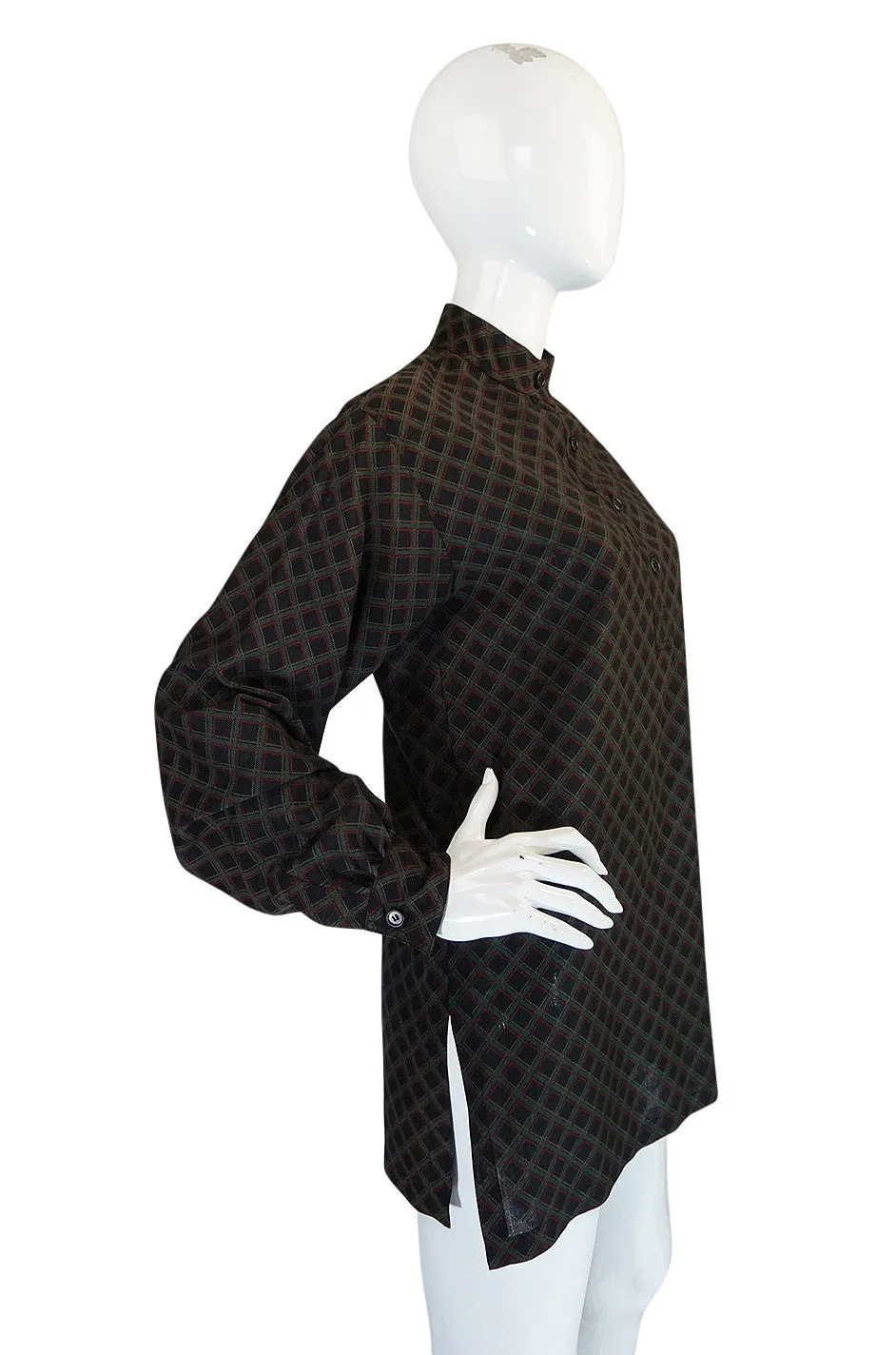 1970s Yves Saint Laurent Printed Challis Tunic Top