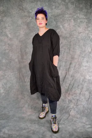 2133 Crossover Linen Tunic Black-U