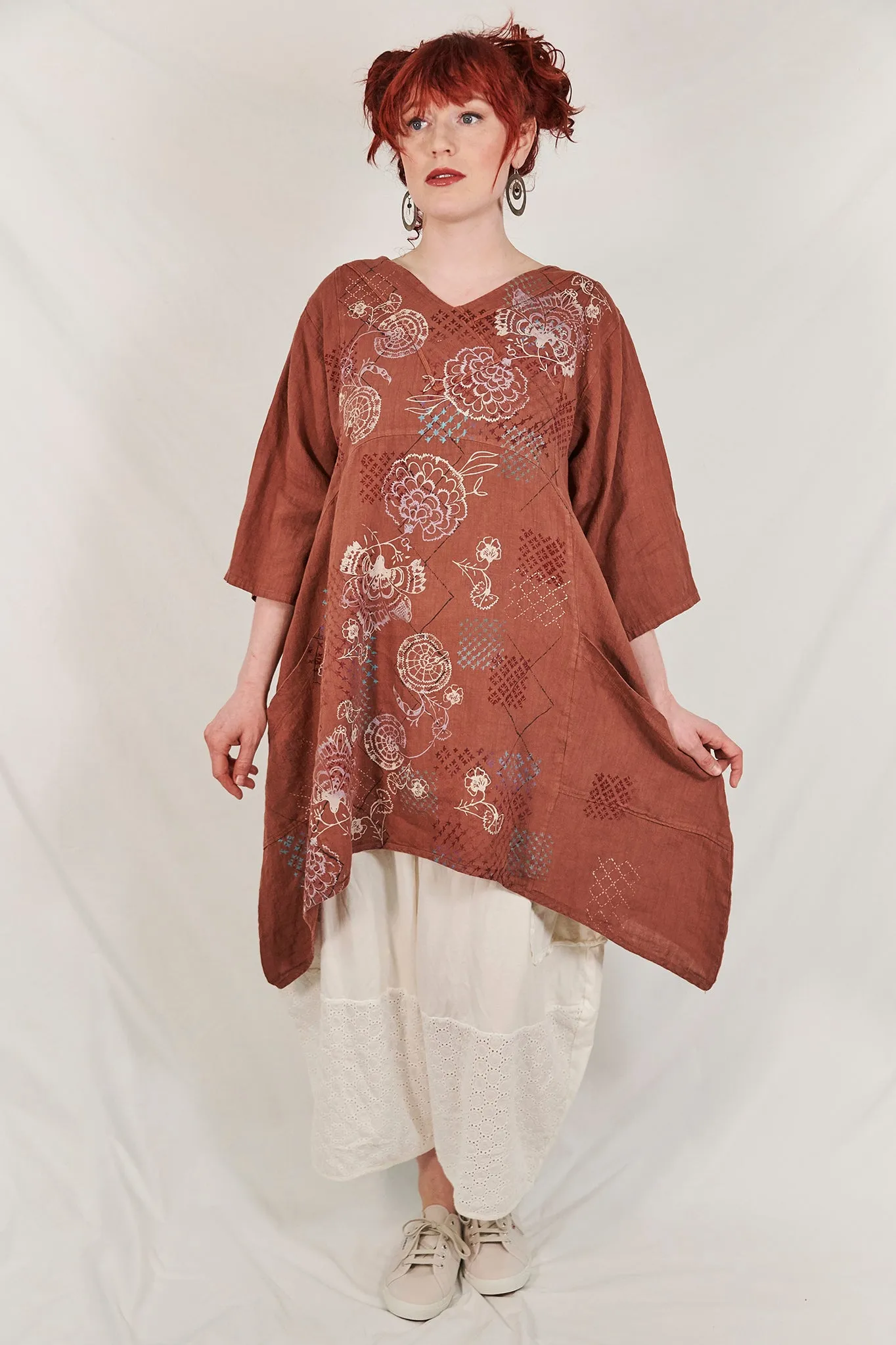 2133 Crossover Linen Tunic Mojave-P