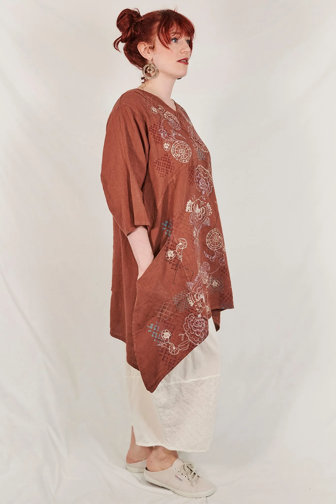 2133 Crossover Linen Tunic Mojave-P
