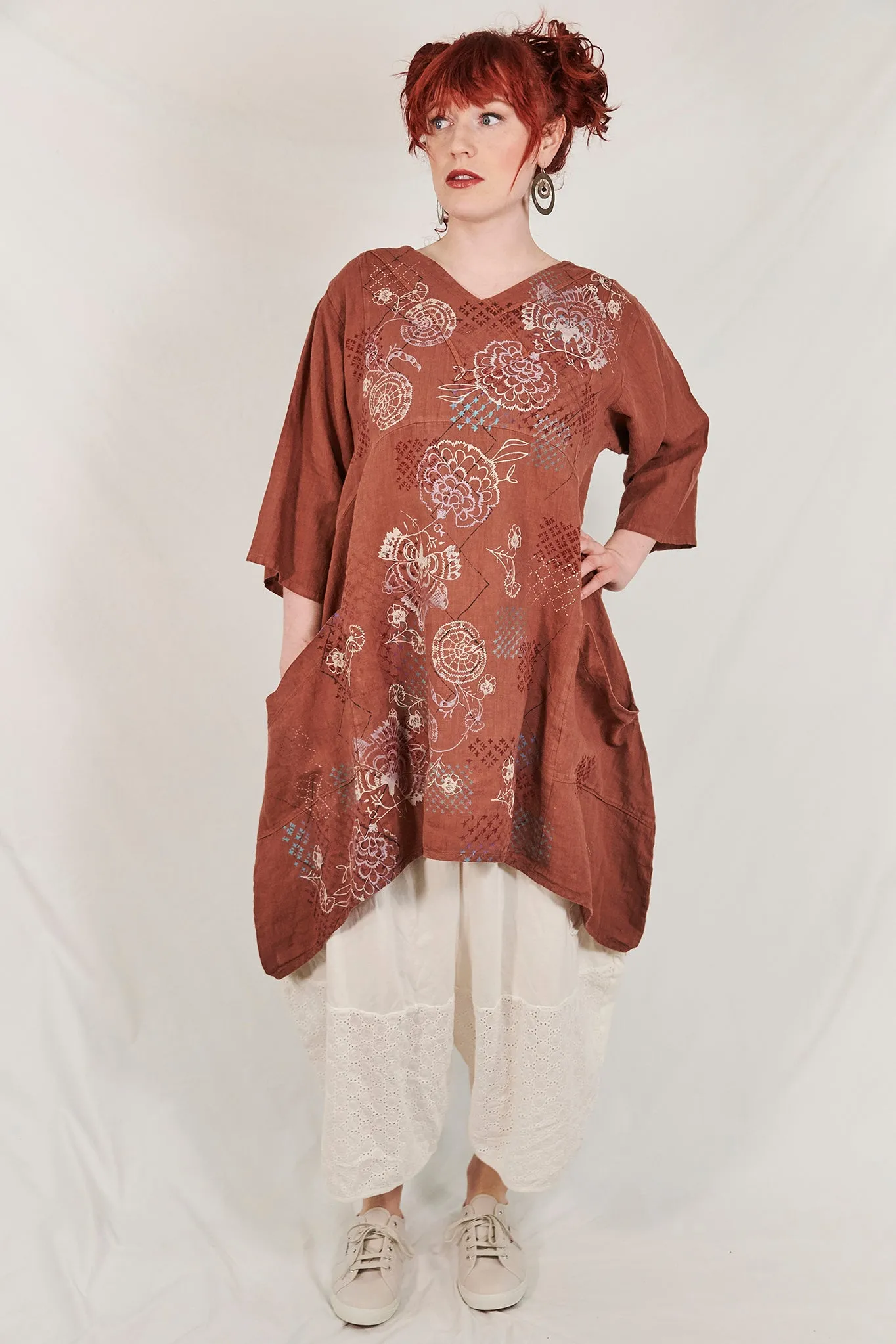 2133 Crossover Linen Tunic Mojave-P