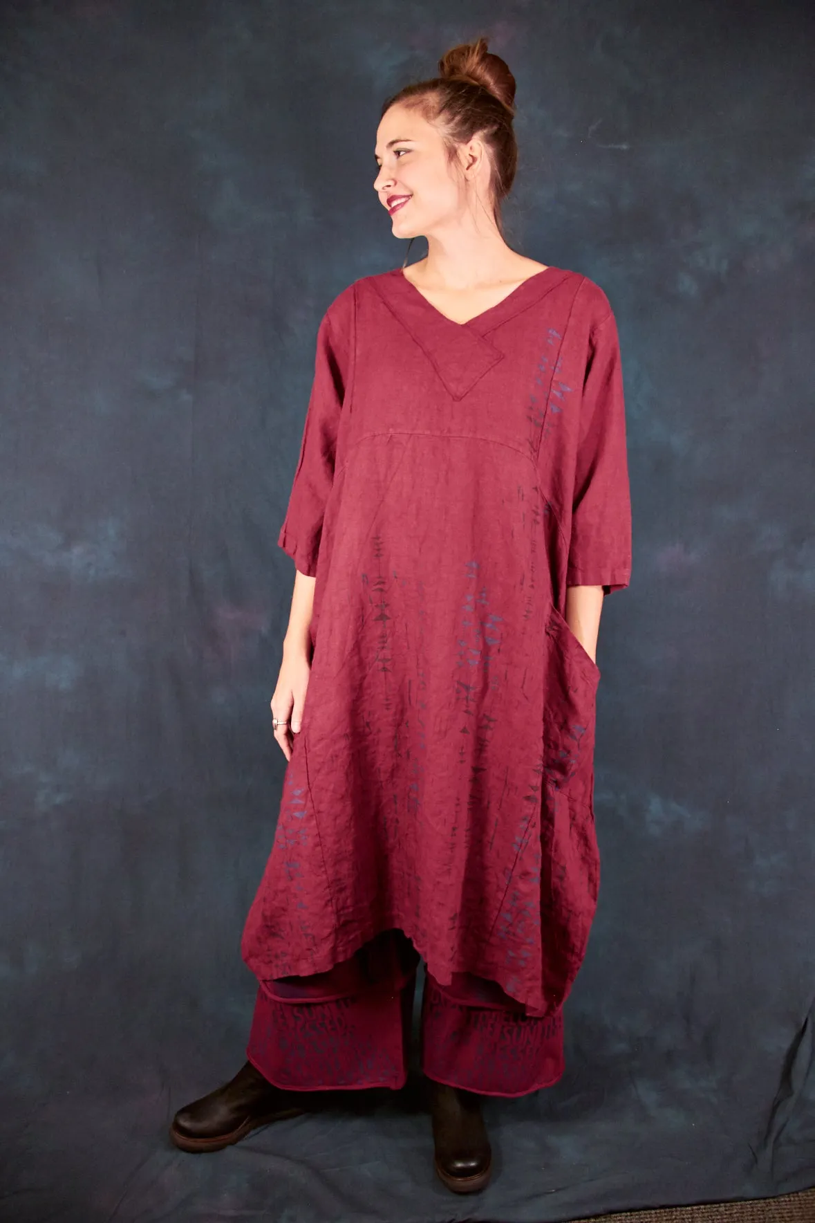 2133 Crossover Linen Tunic Rosso-P
