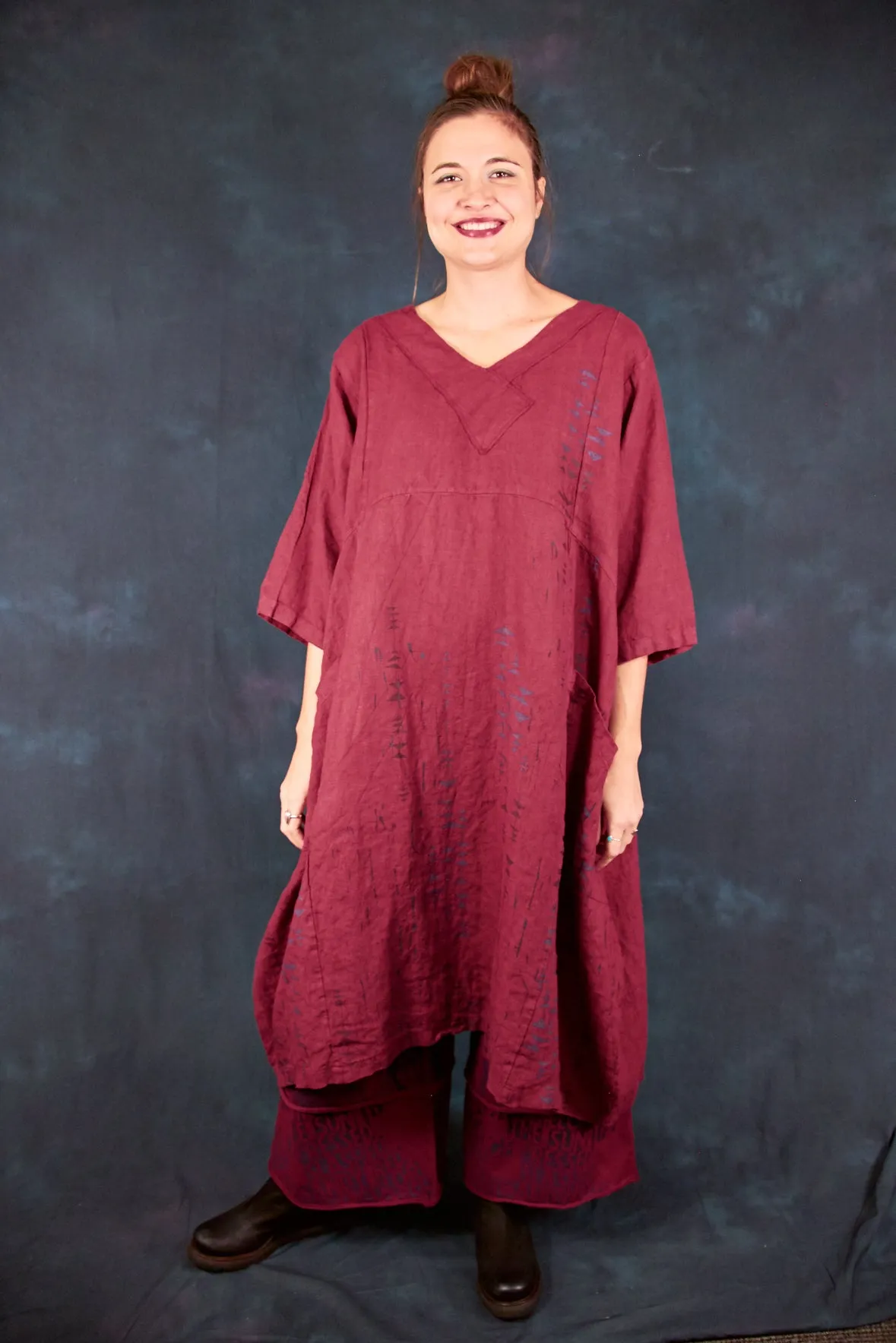 2133 Crossover Linen Tunic Rosso-P