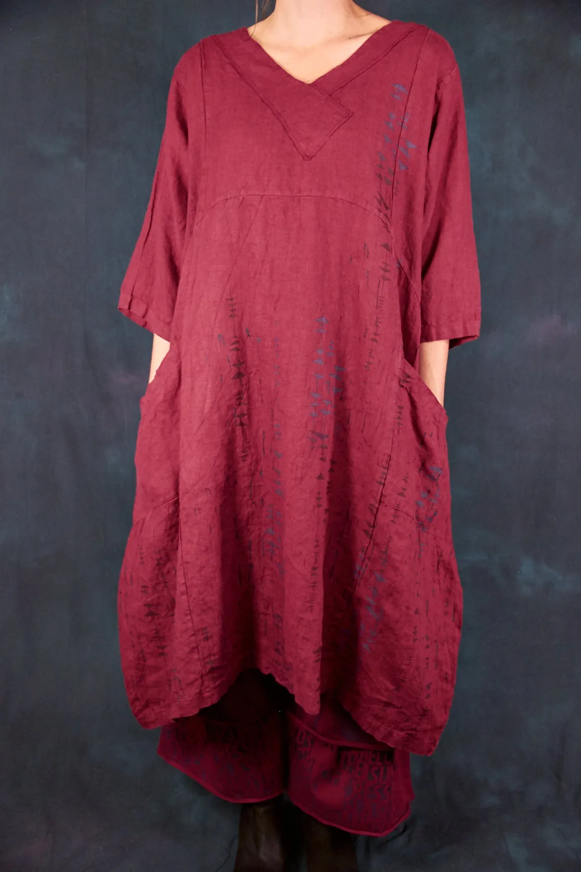 2133 Crossover Linen Tunic Rosso-P