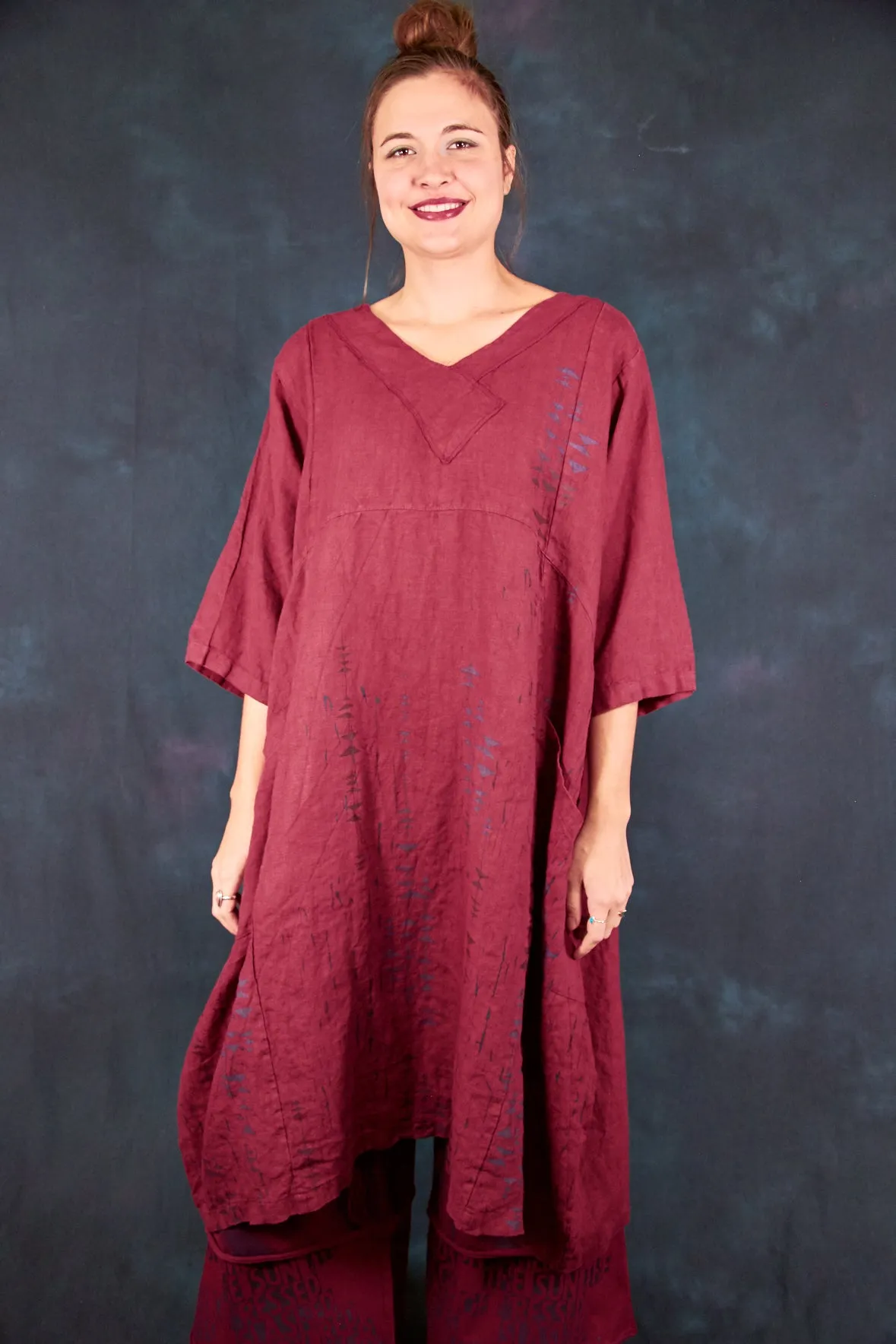 2133 Crossover Linen Tunic Rosso-P