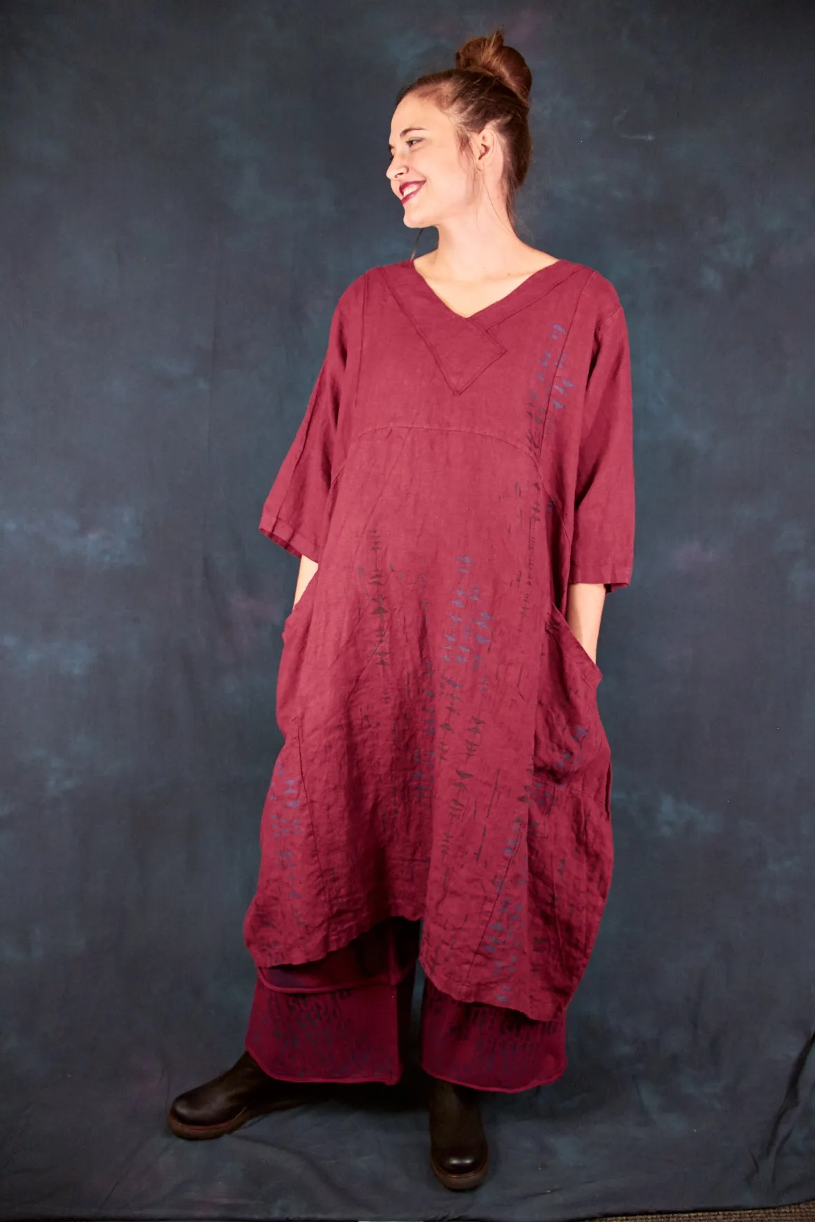 2133 Crossover Linen Tunic Rosso-P