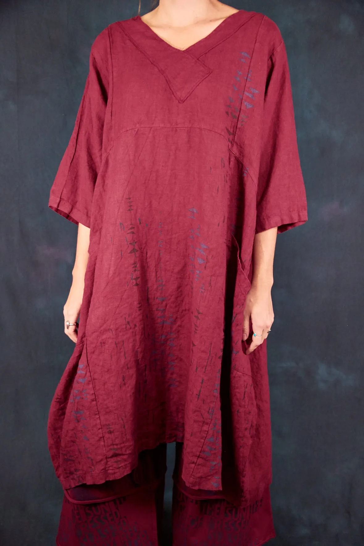 2133 Crossover Linen Tunic Rosso-P