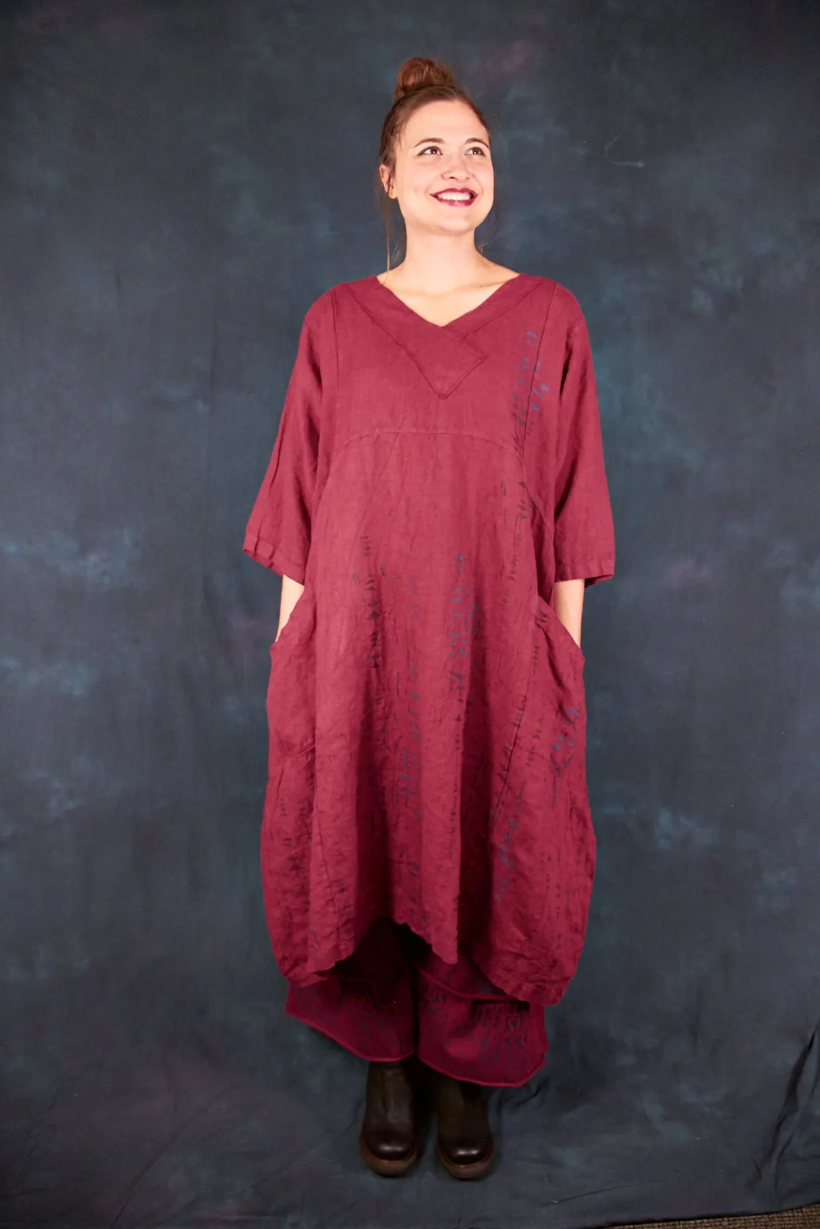 2133 Crossover Linen Tunic Rosso-P