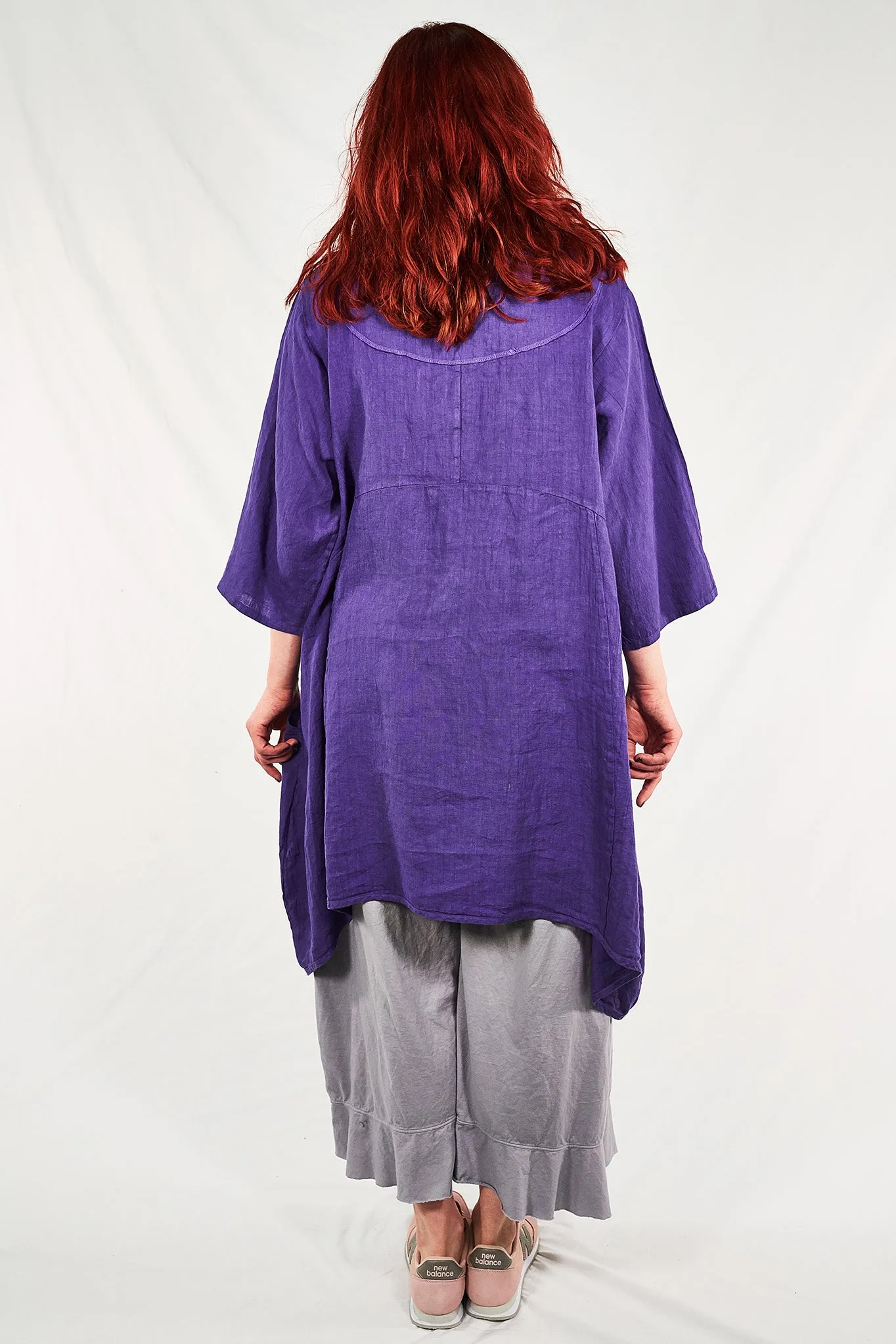 2133 Crossover Linen Tunic Violet- Painterly Feather