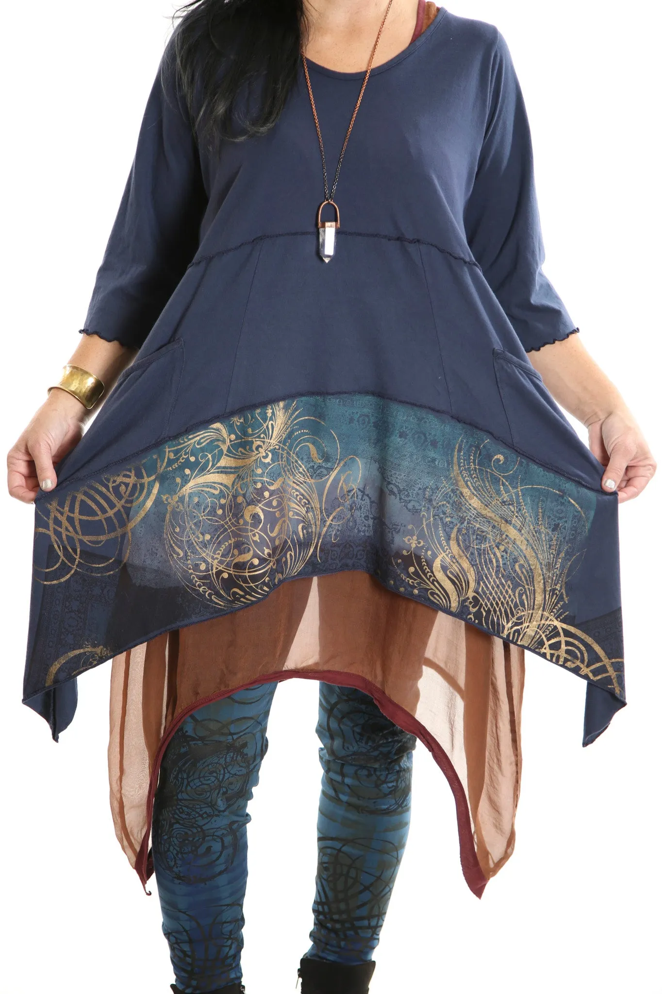 2222 Vector Tunic Mood Indigo printed