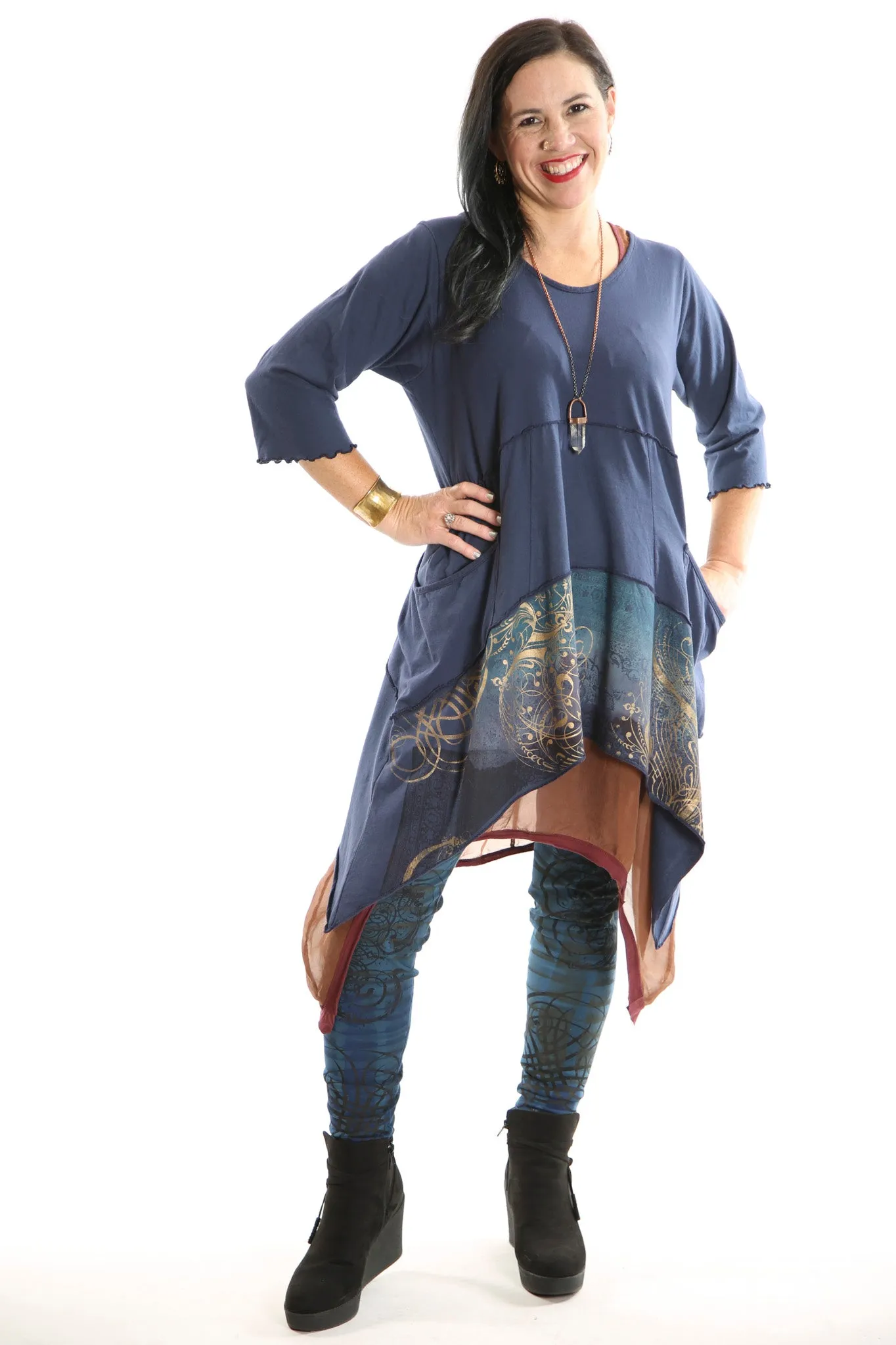 2222 Vector Tunic Mood Indigo printed