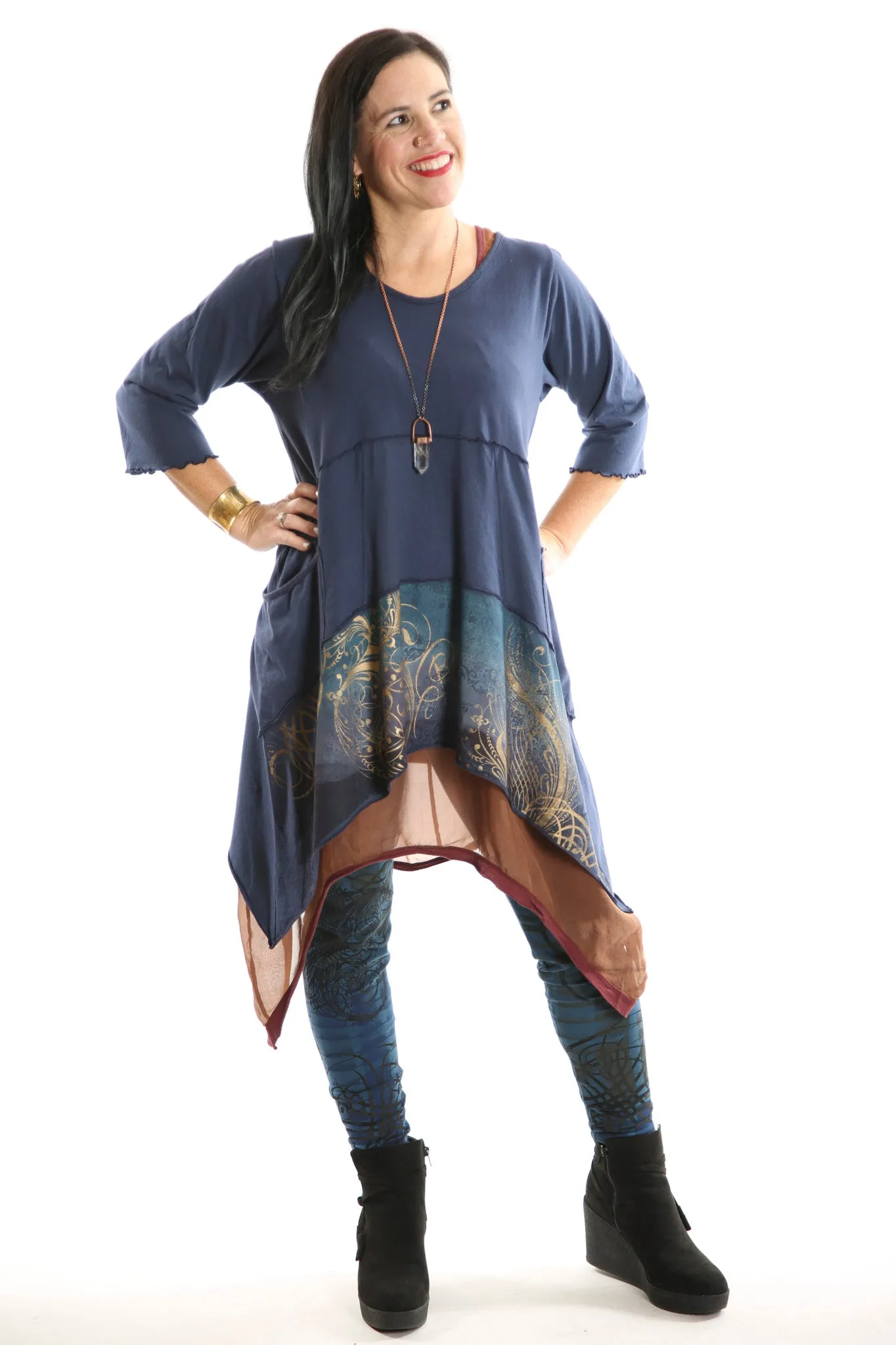 2222 Vector Tunic Mood Indigo printed