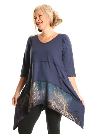 2222 Vector Tunic Mood Indigo printed