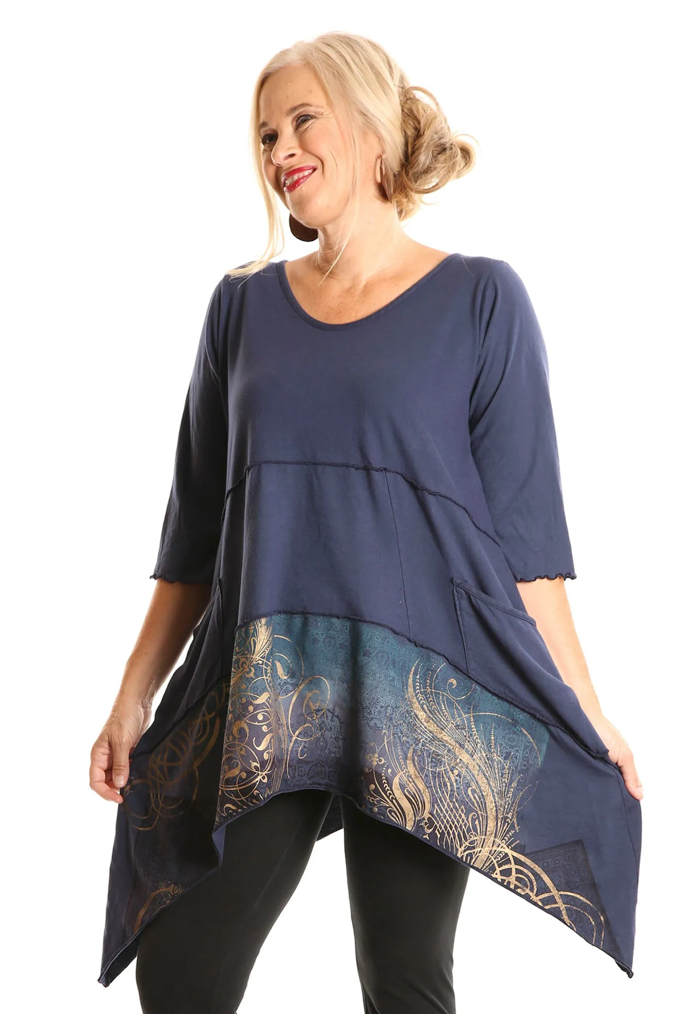 2222 Vector Tunic Mood Indigo printed