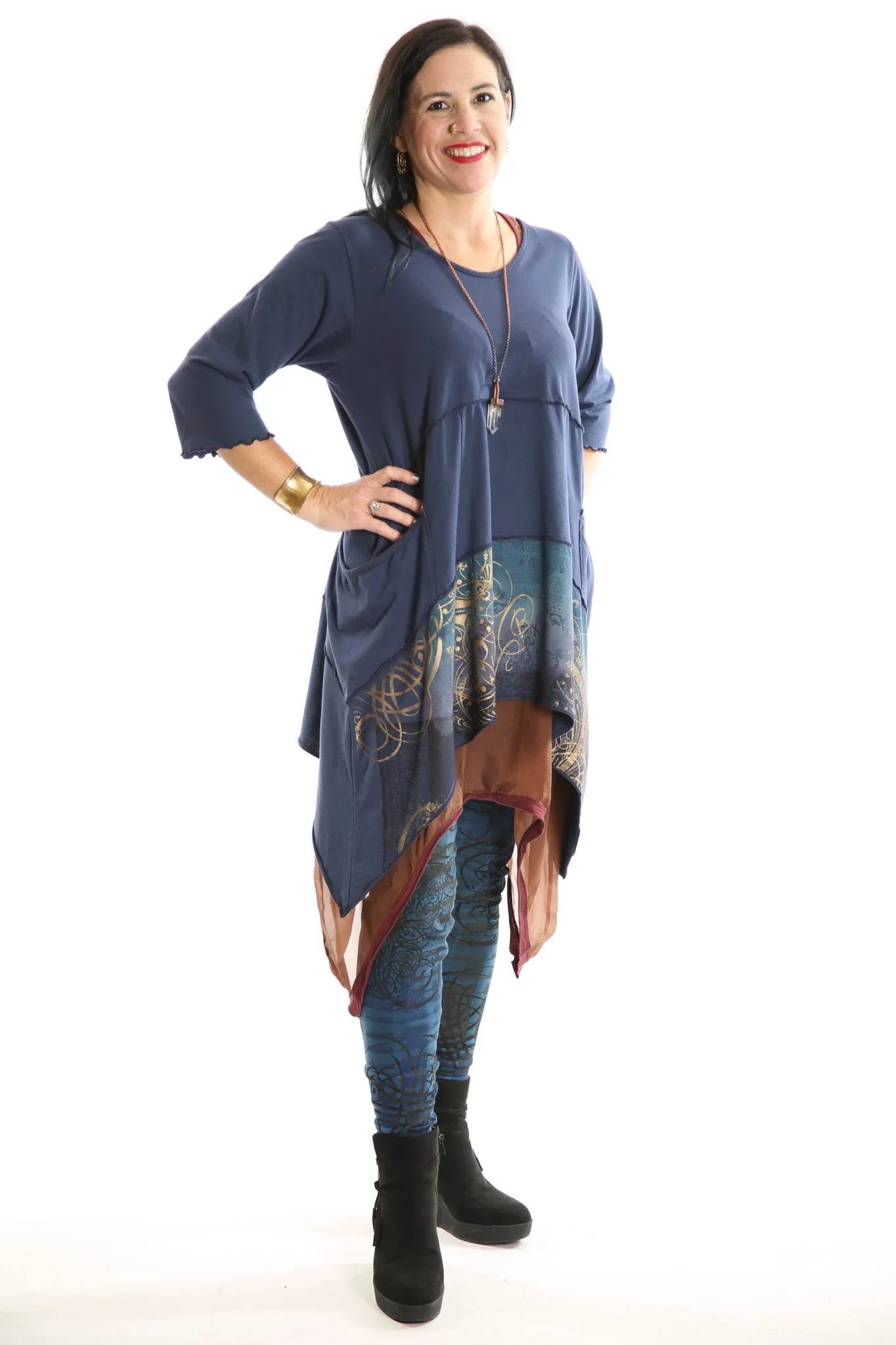 2222 Vector Tunic Mood Indigo printed