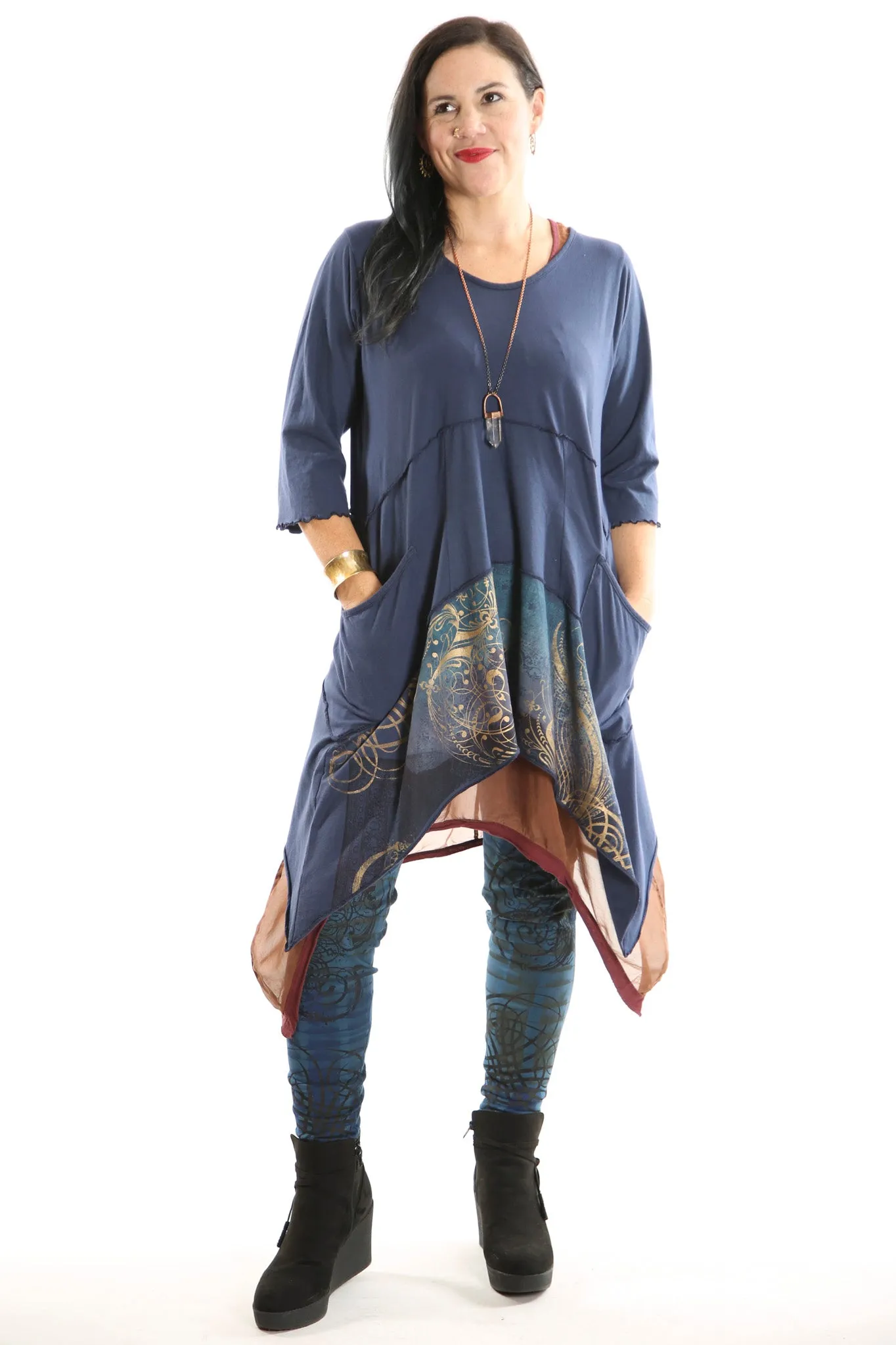 2222 Vector Tunic Mood Indigo printed