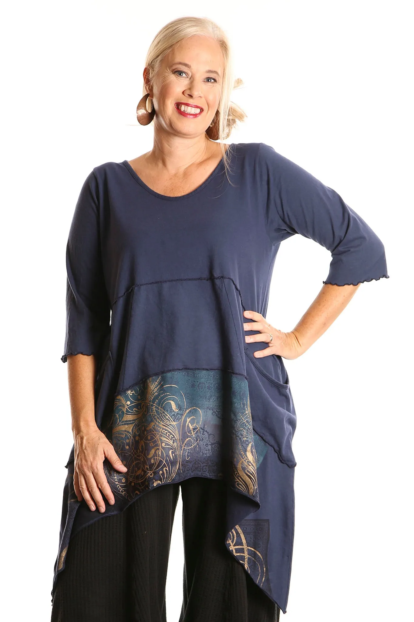 2222 Vector Tunic Mood Indigo printed