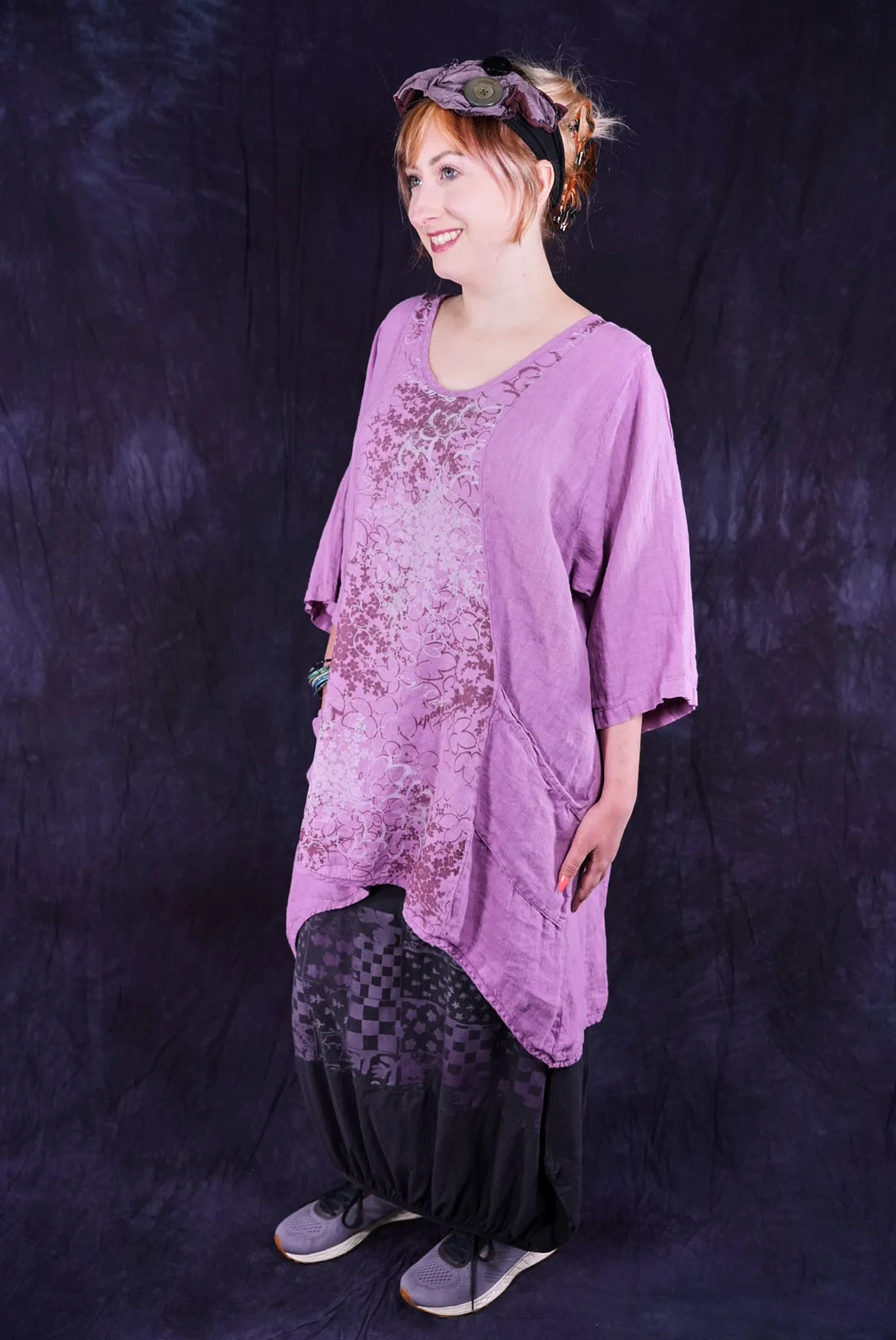 2229 Linen Posey Tunic Orchid-P