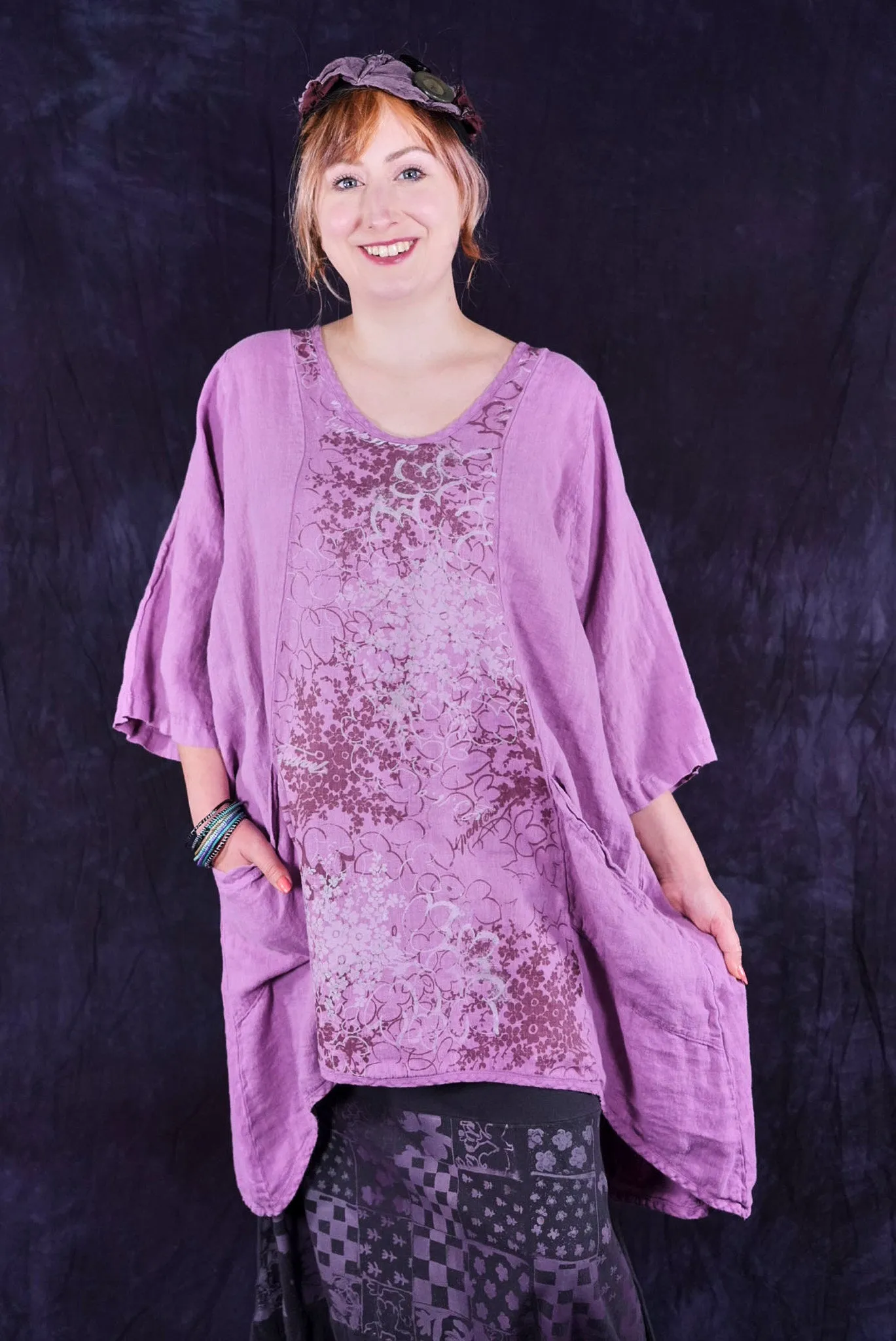 2229 Linen Posey Tunic Orchid-P