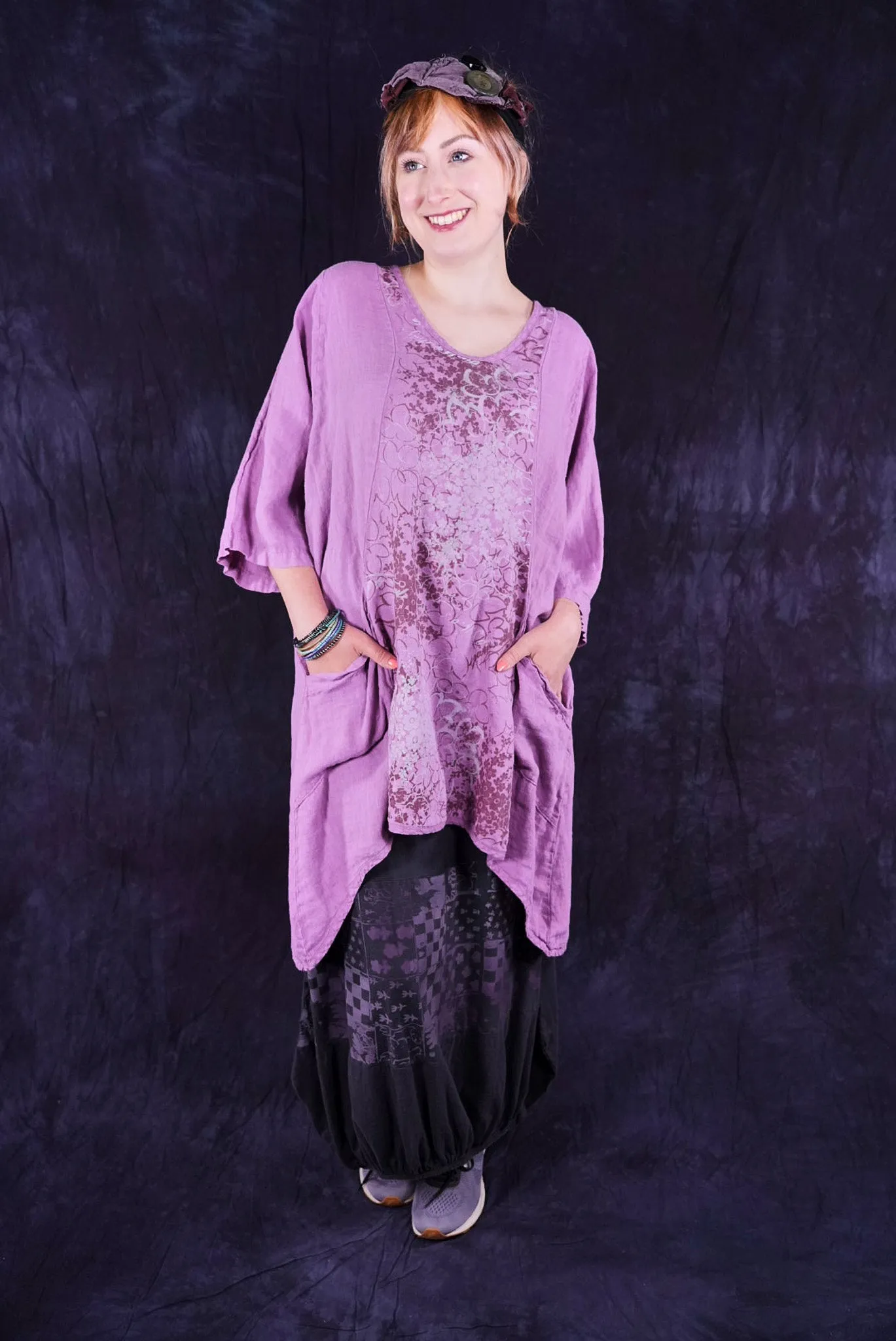 2229 Linen Posey Tunic Orchid-P